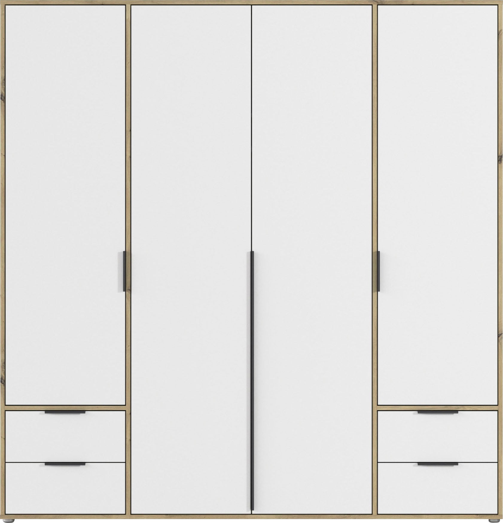 rauch Drehtürenschrank »Kleiderschrank Schrank Garderobe Wäscheschrank NAGATA viel Stauraum«, (in 3 verschiedenen Ausstattungen BASIC/CLASSIC/PREMIUM), mit Schubladen sowie Stangengriffen TOPSELLER MADE IN GERMANY