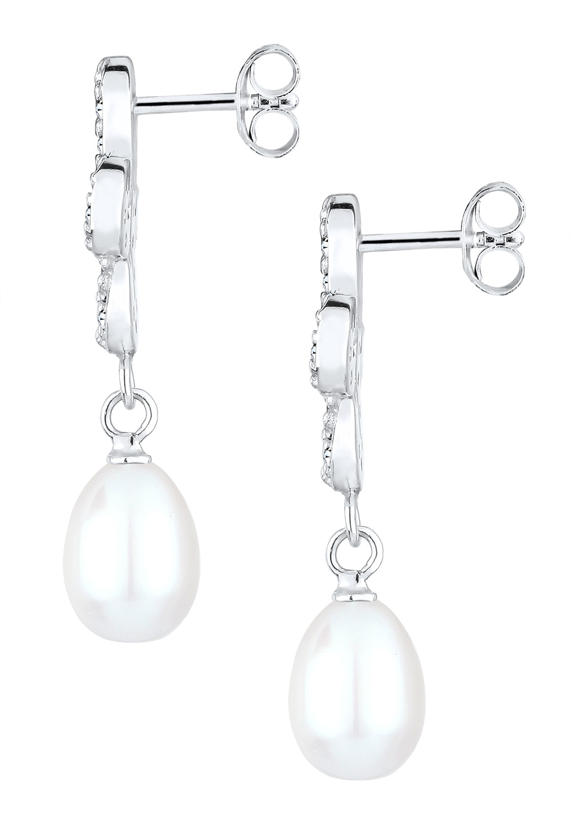 Elli Premium Paar Ohrhänger »Ohrringe Infinity Glas Kristalle Weiß 925 Sterling Silber«