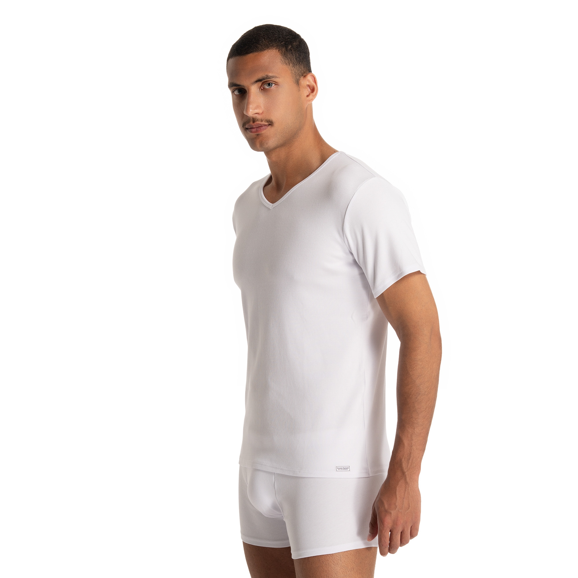 Bruno Banani V-Shirt »FINE RIB« Feinripp, Kurzarm, V-Neck, Cotton-Mix