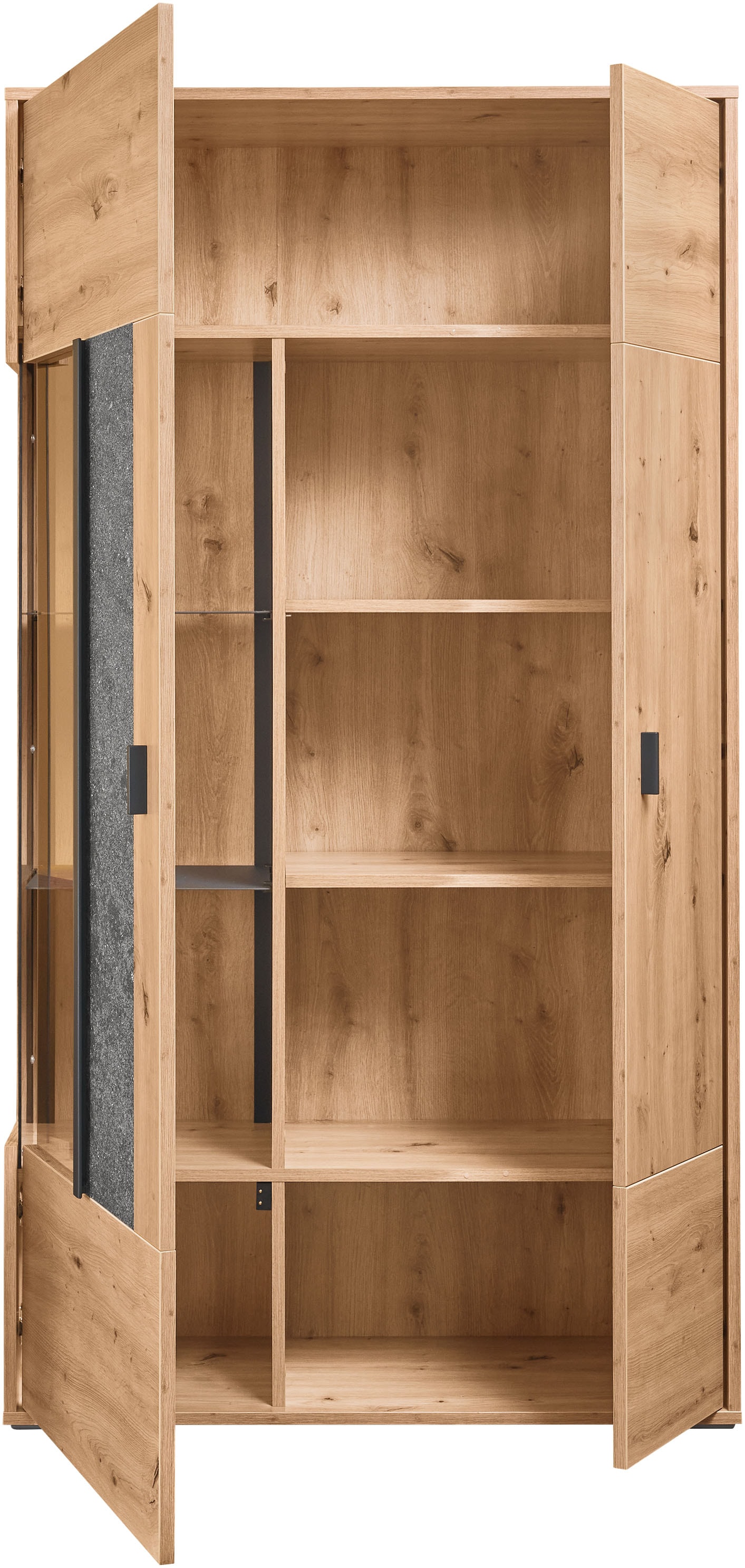 set one by Musterring Vitrine »Deltona« mit Sandsteinelement, inkl. Beleuchtung, zwei Farben, B94 x H170 cm