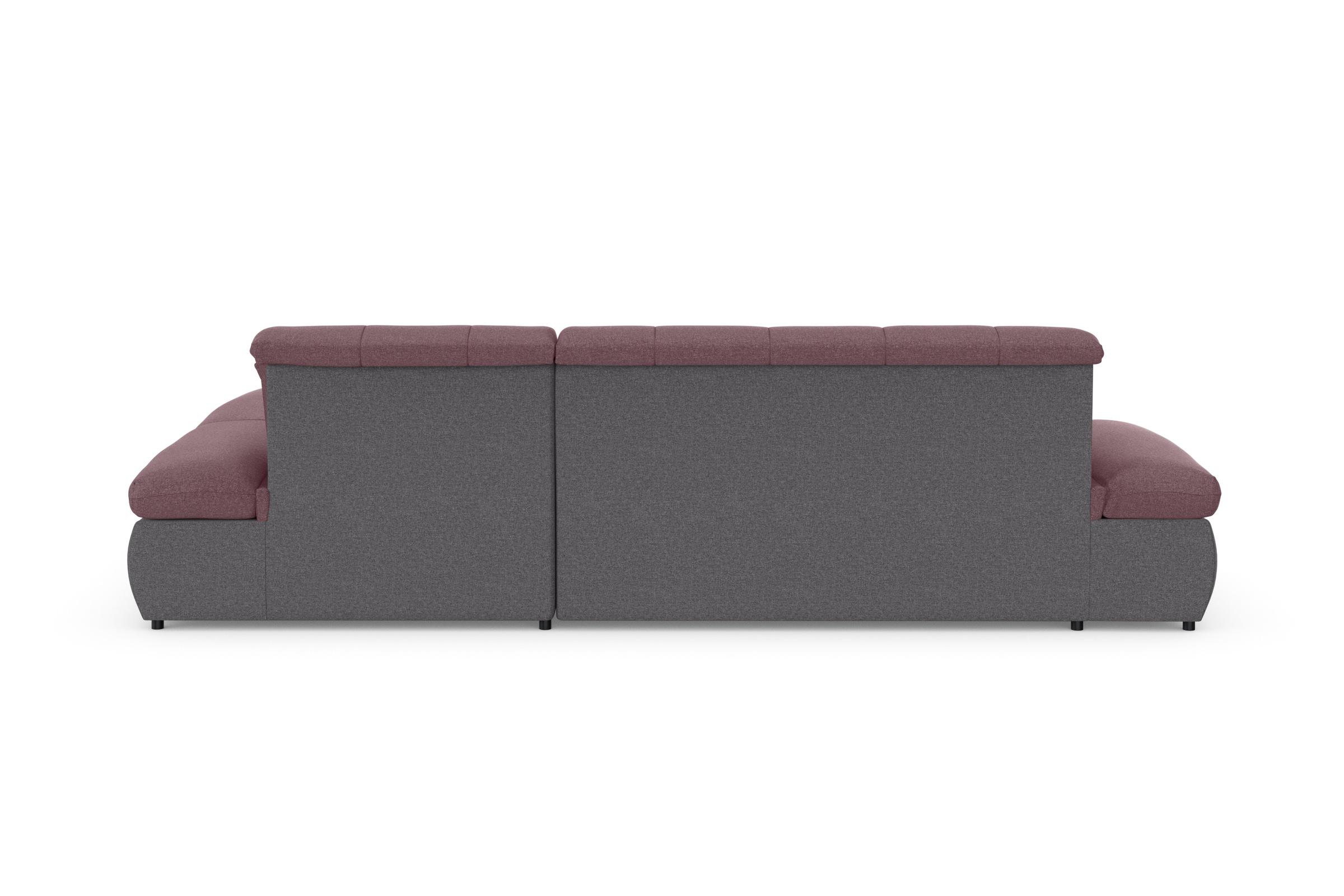 DOMO collection Ecksofa »Moric, L-Form, XXL-Sofa - Breite 300cm«, wahlweise mit Bettfunktion und Armteilverstellung, grau-beere