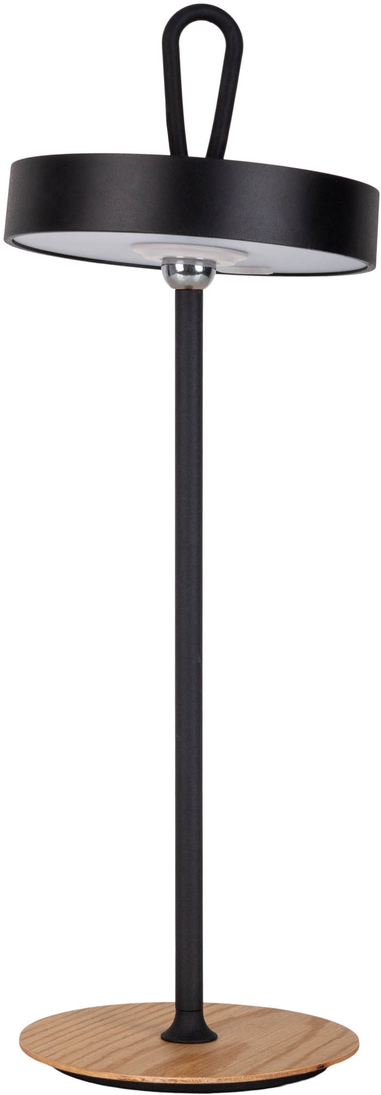 my home LED Tischleuchte »Charmont mit Holzfuß, abnehmbares Kopfteil als Hängeleuchte verwendbar« LED-Modul 1 Stk. Warmweiß aufladbar, inkl Akku + USB Kabel, Kopfteil magnetisch, abnehmbar, Holz