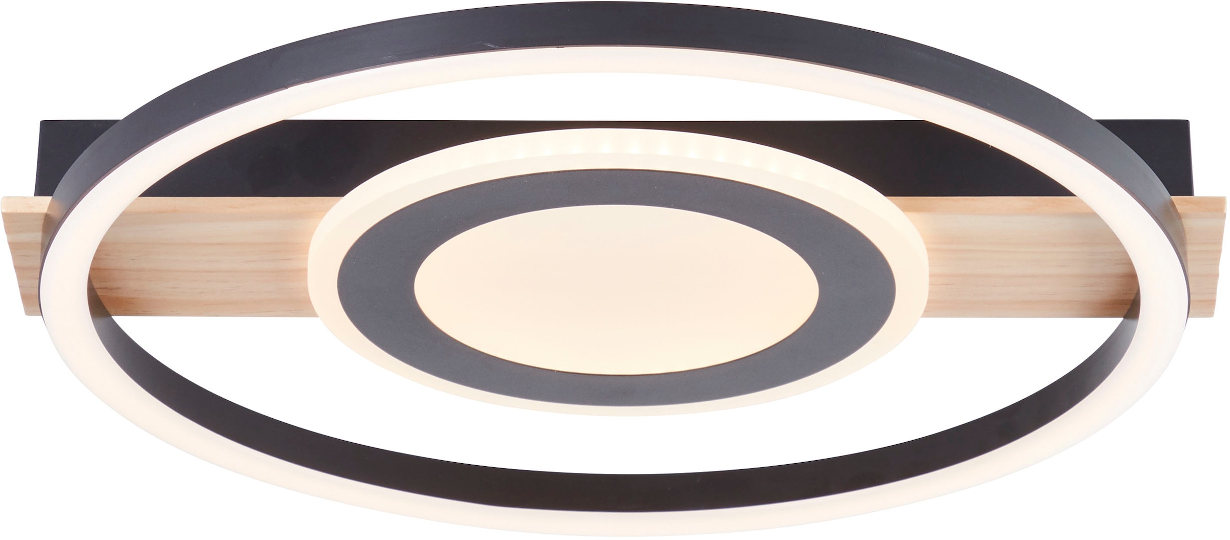 my home LED Deckenleuchte »Lysann«, 39 x 37 cm, 22 W, 2900 lm, 3000 K, Holz/ Metall, braun/schwarz online bestellen