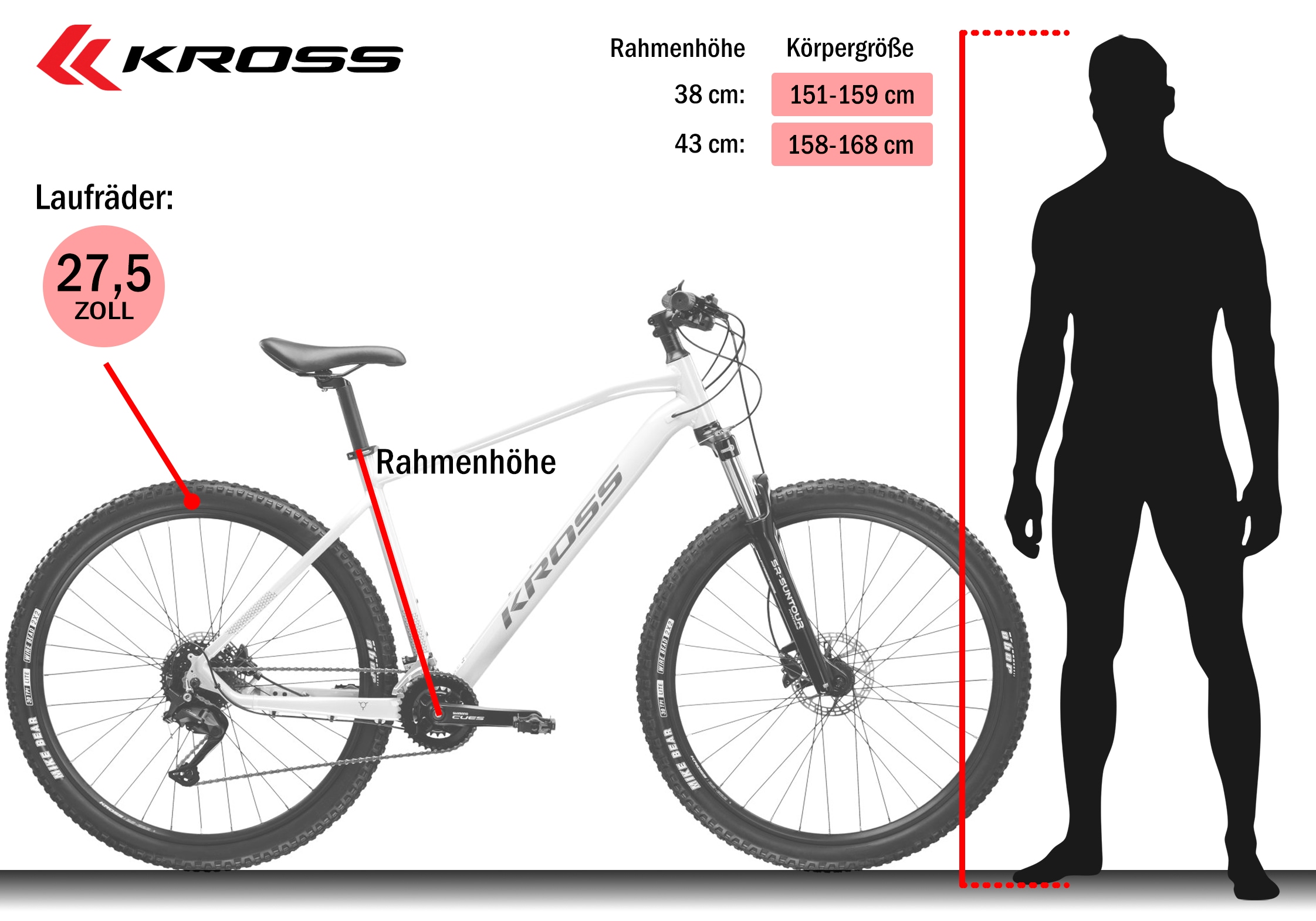 Kross Mountainbike »Hardtail Hexagon 5.0« 18 Gang Shimano CUES U3020 Schaltwerk Kettenschaltung