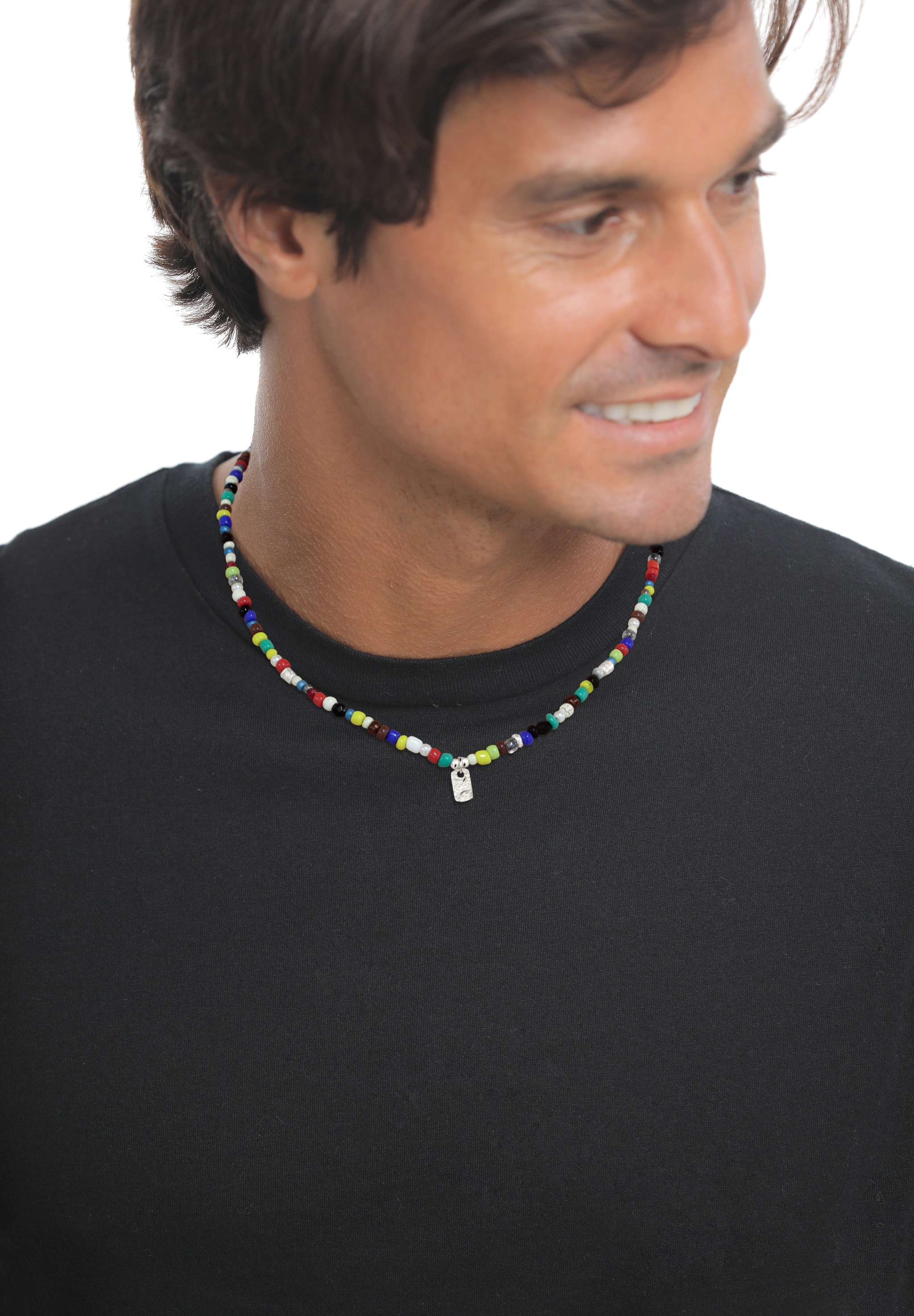 Kuzzoi Kette mit Anhänger »Halskette Tag Anhänger Synthetischer Achat Synthetischer Howlite Schwarz 925 Sterling Silber«
