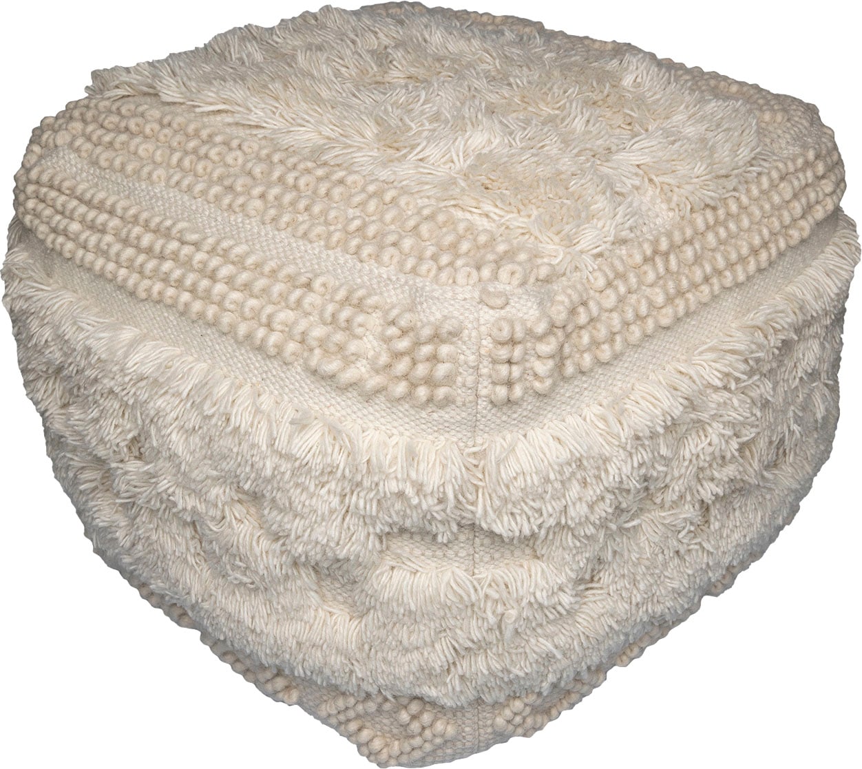 Kayoom Pouf »Bohist 125 50cm x 50cm,  Strukturen mit Fransen und Quasten«, (1 St.), handgefertigt, Unikat, sehr gut kombinierbar, vielfältig im Einsatz