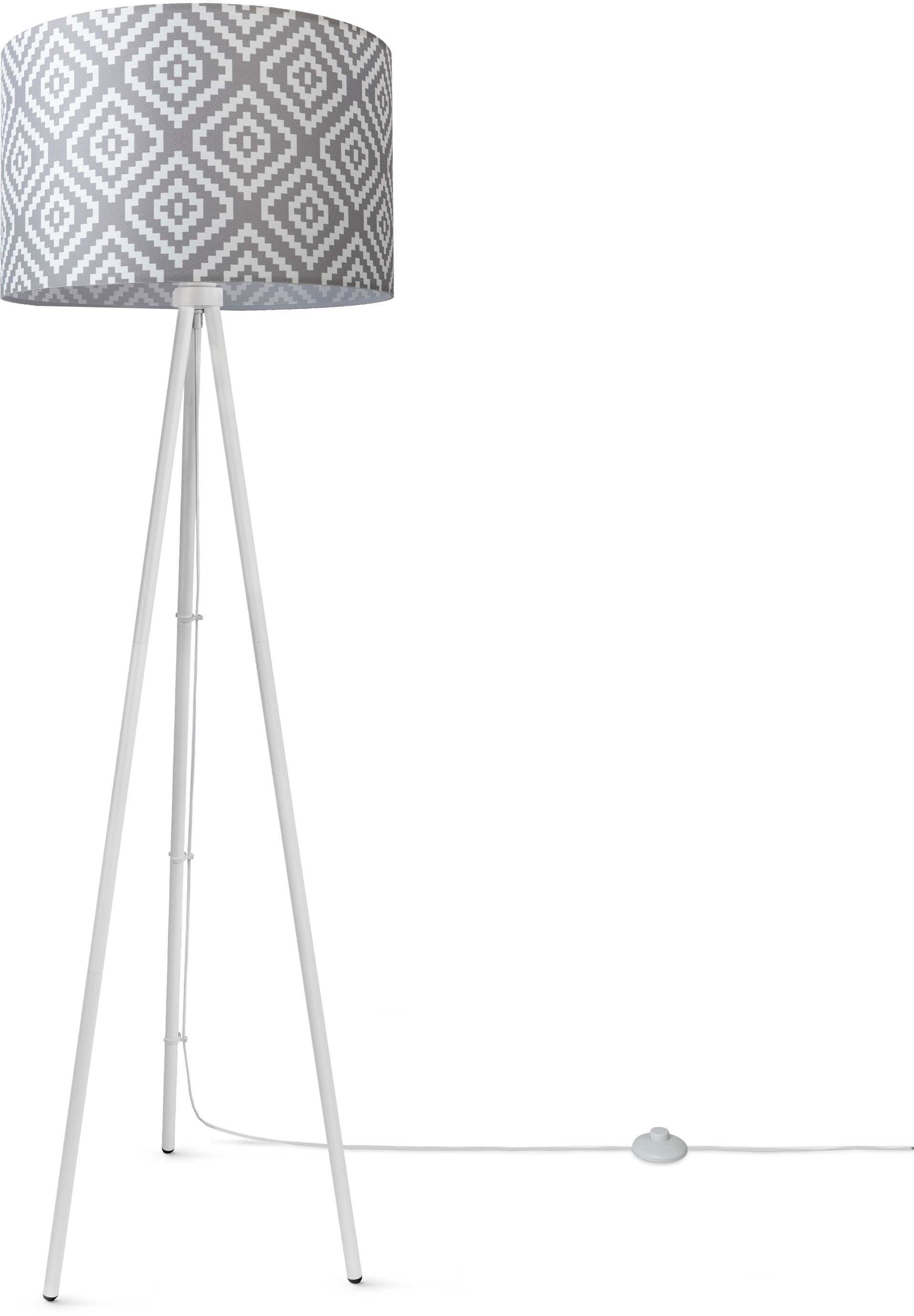 Paco Home Stehlampe »Trina online bei OTTO Stofflampenschirm Vintage Wohnzimmer Textil Modern Stella«, Dreibein Design