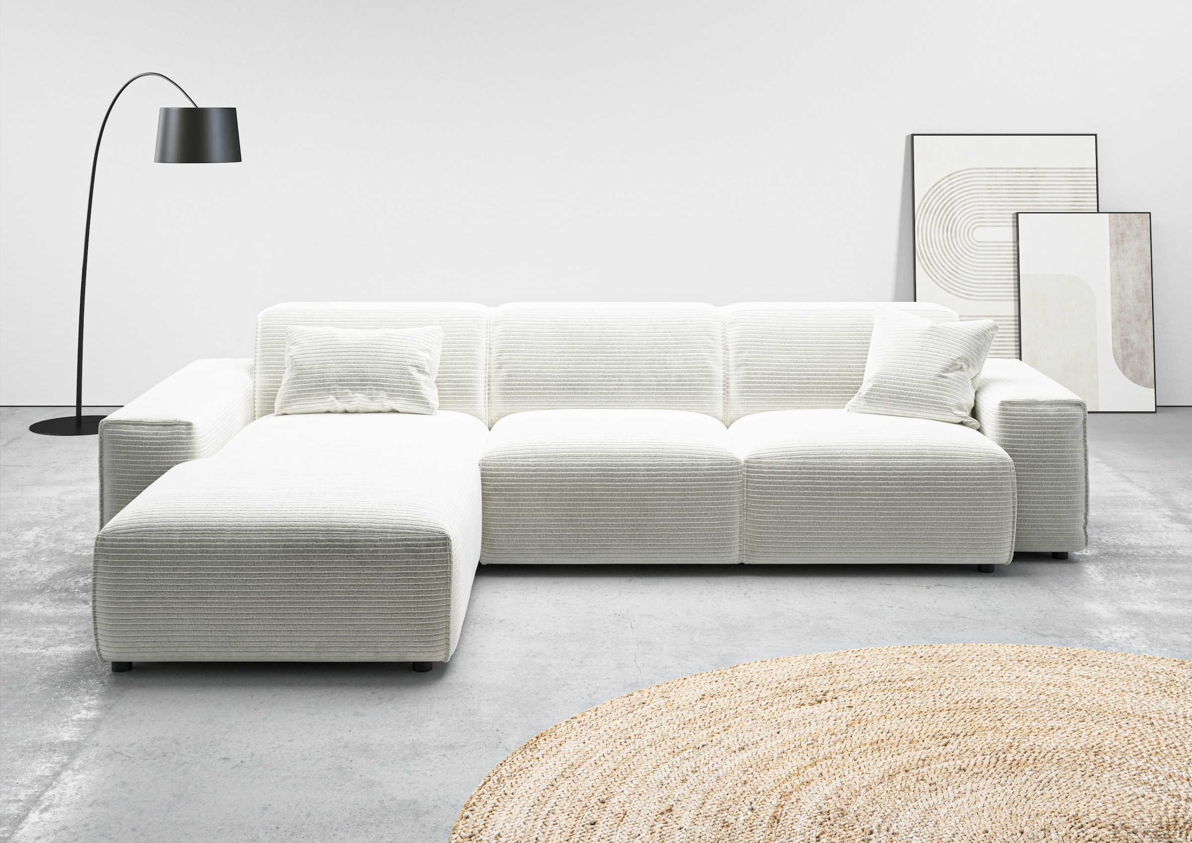 andas Ecksofa »Glimminge auch in Breitcord, Feincord, Bouclé + Easy care-Bezug«, L-Form, Breite 294, Zierkissen