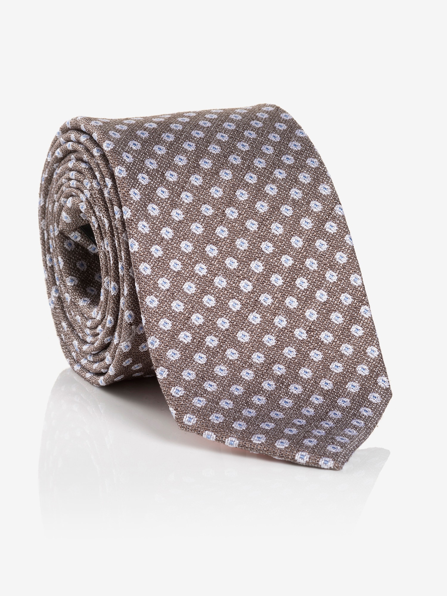 Monti Herren Krawatte 1 Stk. tlg. aus reiner Seide, Punkte-Muster, 6,5 cm breit in braun