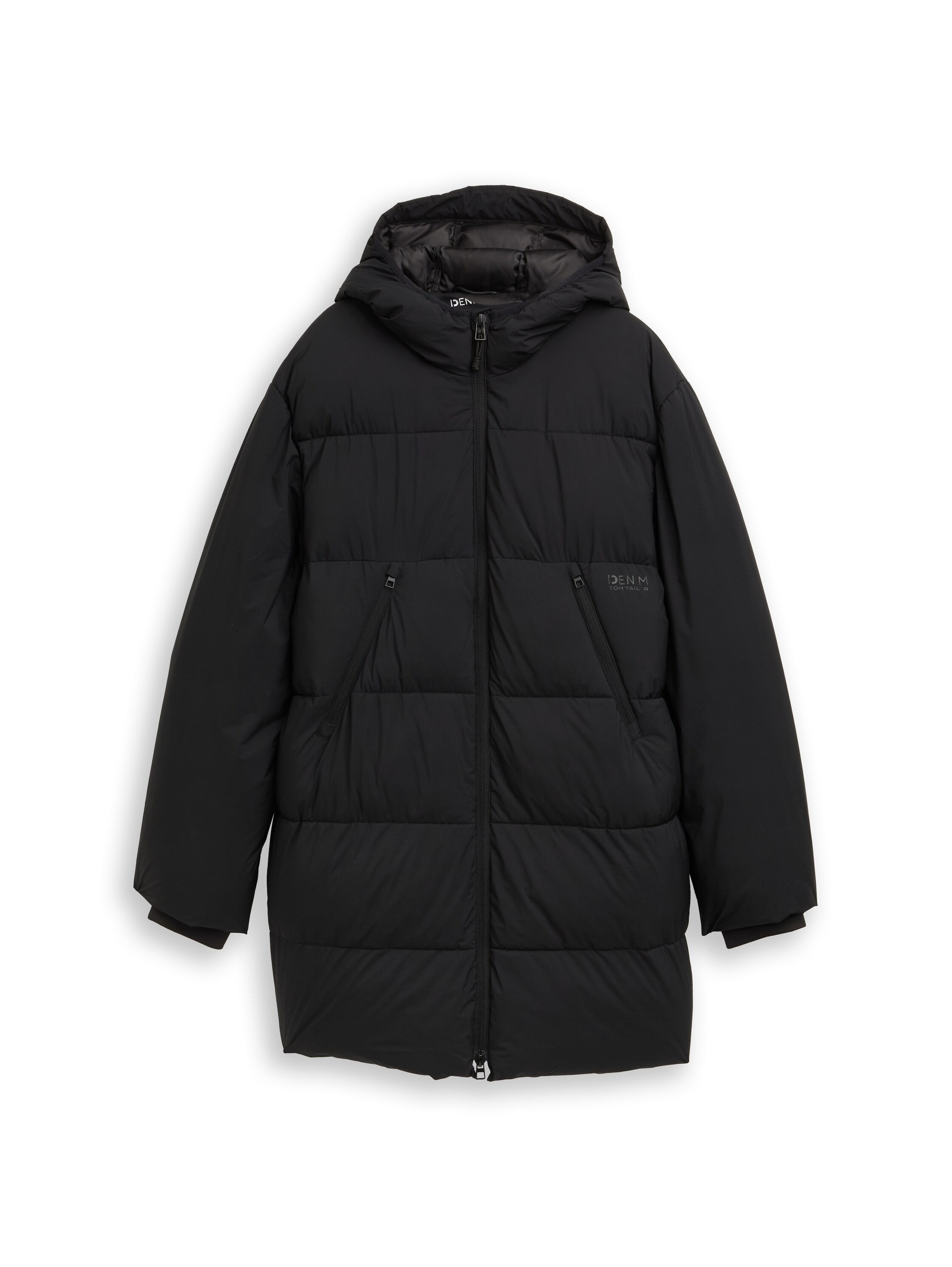 TOM TAILOR Denim Steppjacke, mit Kapuze, mit Logo Print