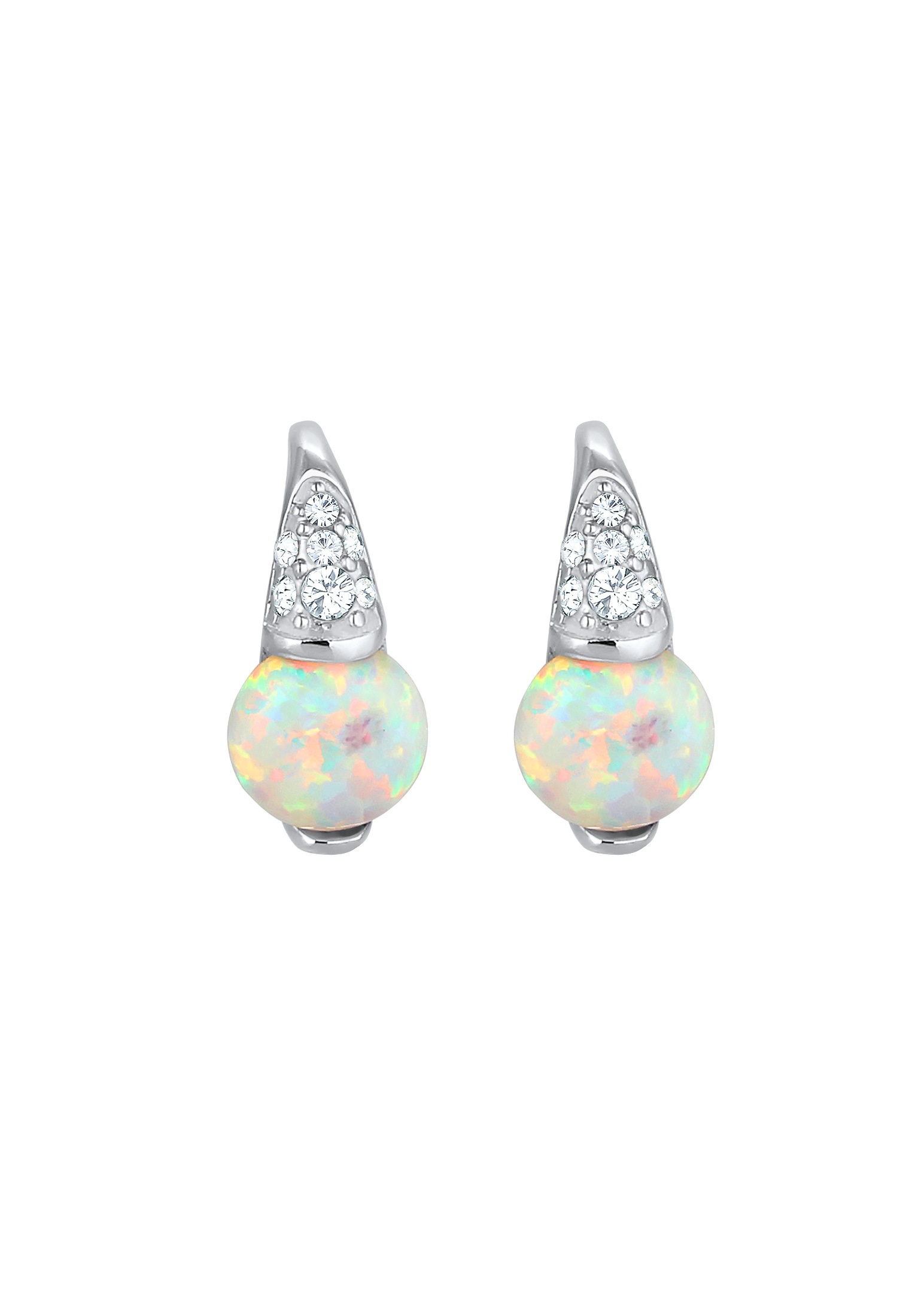 Elli Premium Paar Ohrhänger »Ohrringe Glas Kristalle Synthetischer Opal Weiß 925 Sterling Silber«