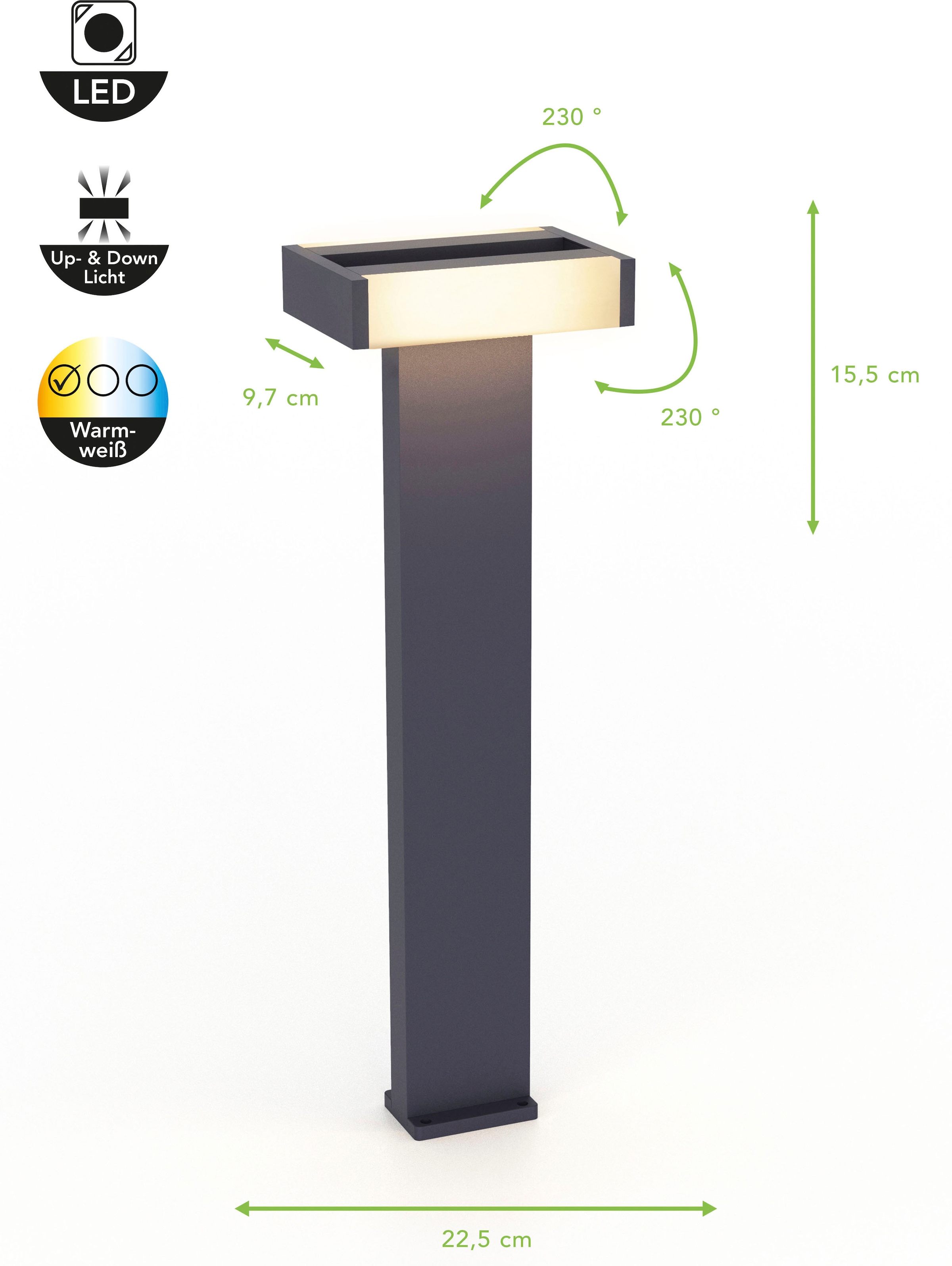 LUTEC LED Außen-Wandleuchte »CONROY«, Leuchtmittel LED-Modul | LED fest integriert, verstellbar