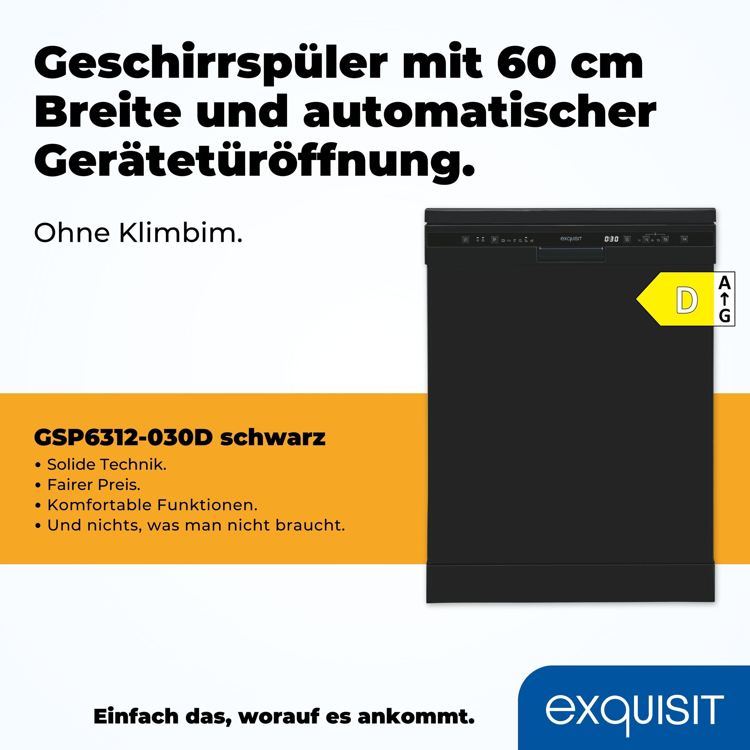 exquisit Standgeschirrspüler »GSP6312-030D schwarz«, 12 Maßgedecke