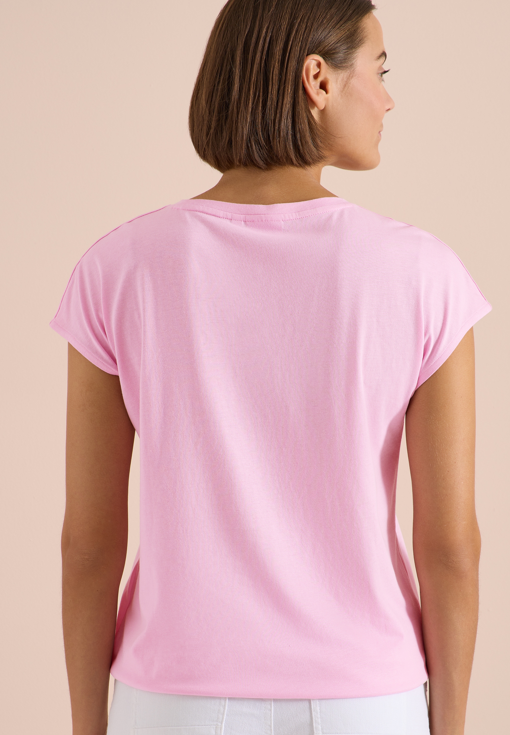 Cecil Kurzarmshirt Sommershirt mit Boatneck und Wording Print