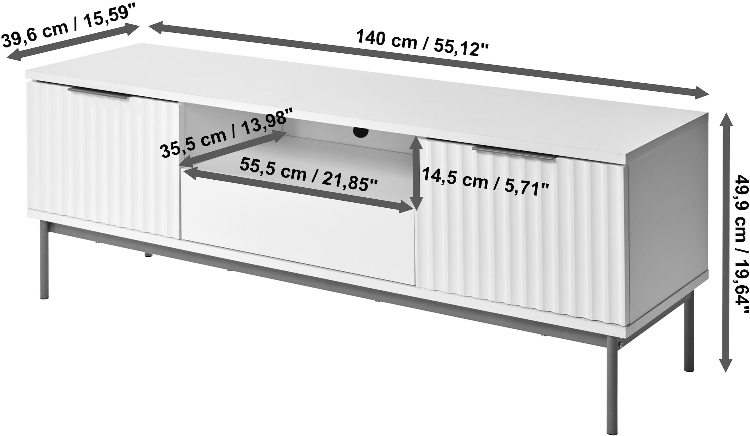 Jahnke TV-Board »CARVE TV 140«, (1 St.), Edle Gold-Applikationen, Fronten in Wellendesign, 140 cm
