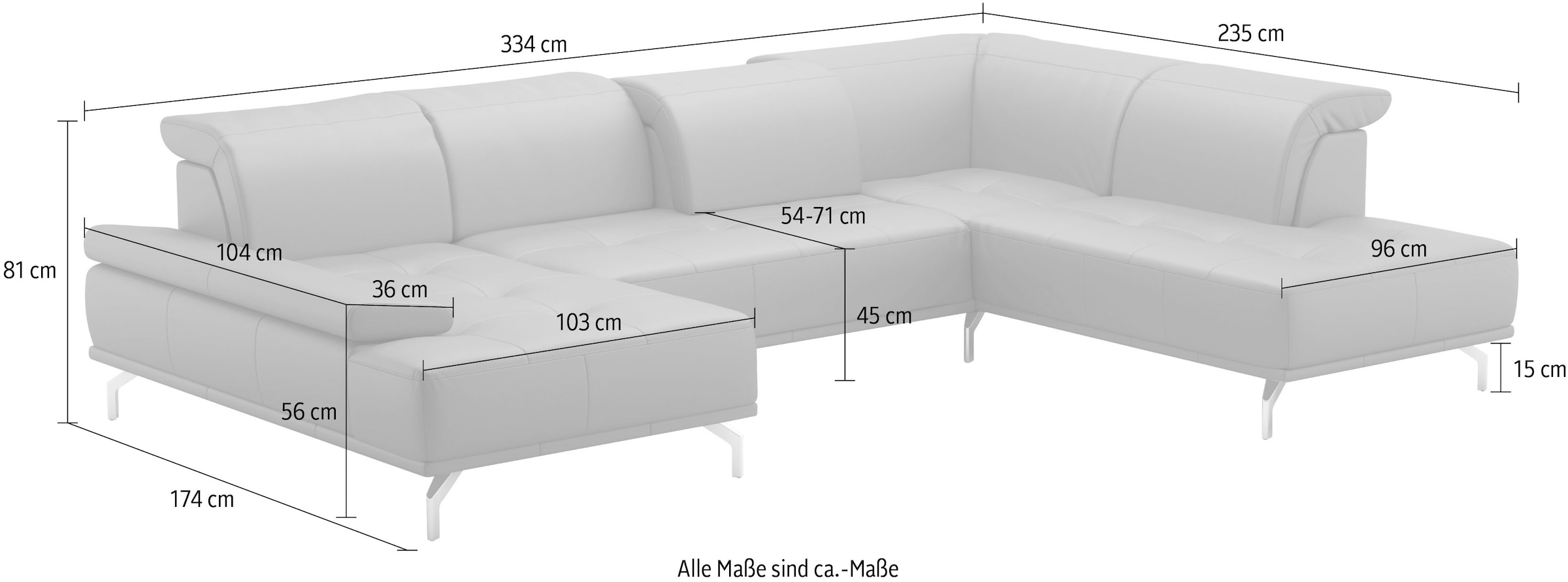 Places of Style Wohnlandschaft »Caluna«, Inkl.Sitztiefenverstellung