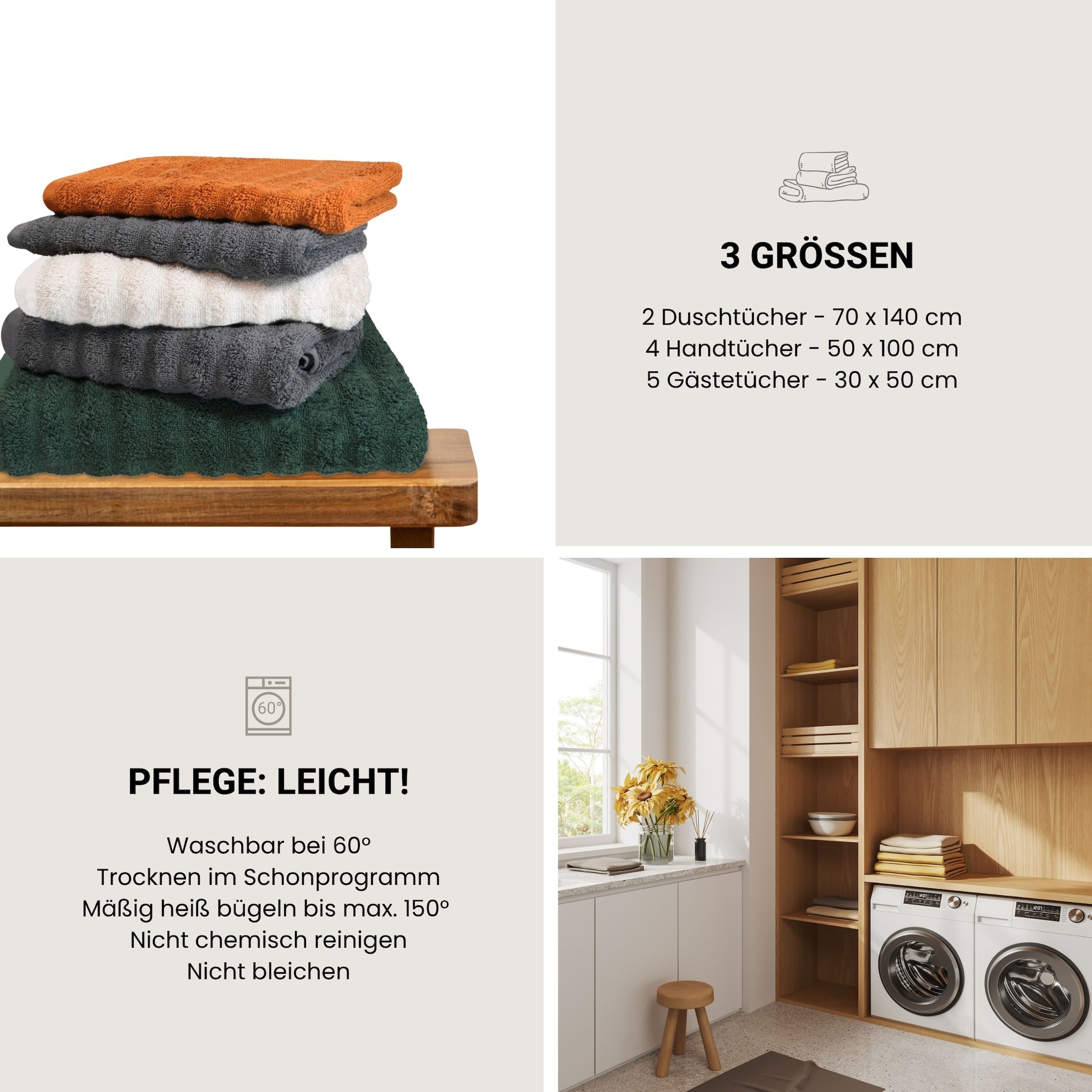 Schiesser Duschtücher »Neapel aus 100% Baumwolle mit eleganter Hoch-Tief-Optik« OEKO-TEX® MADE IN GREEN