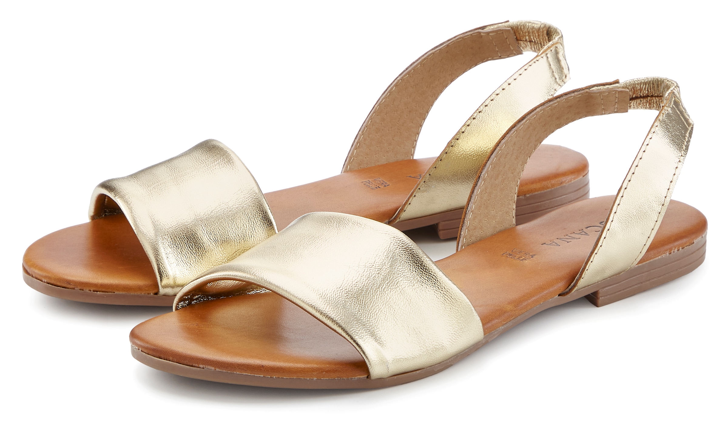 LASCANA Sandale »Sommerschuh, offener Schuh, Mule, Pantolette«  aus Leder mit elastischem Riemchen