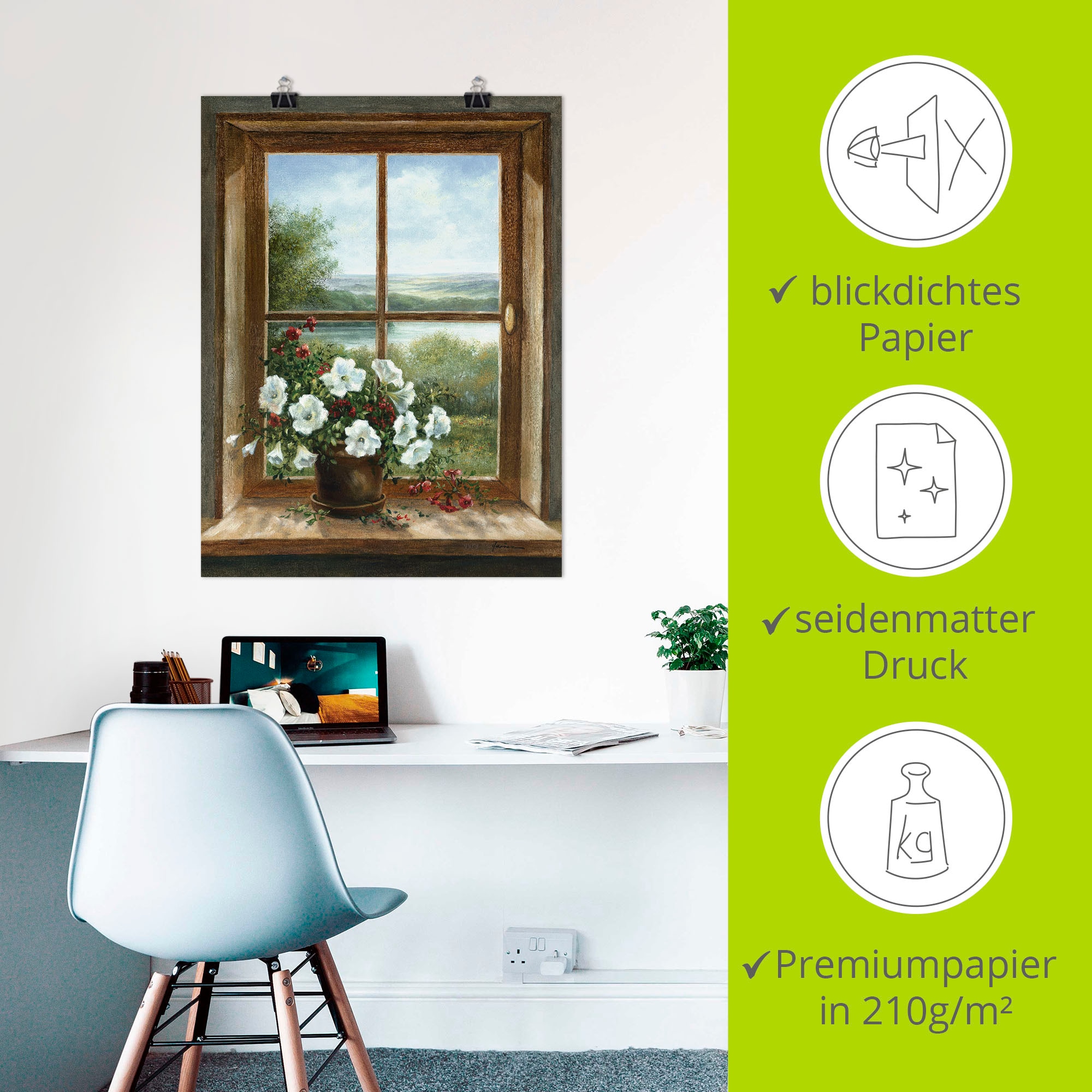 Artland Wandbild »Blumen am Fenster« Arrangements 1 Stk. tlg. als Leinwandbild, Poster in verschied. Größen
