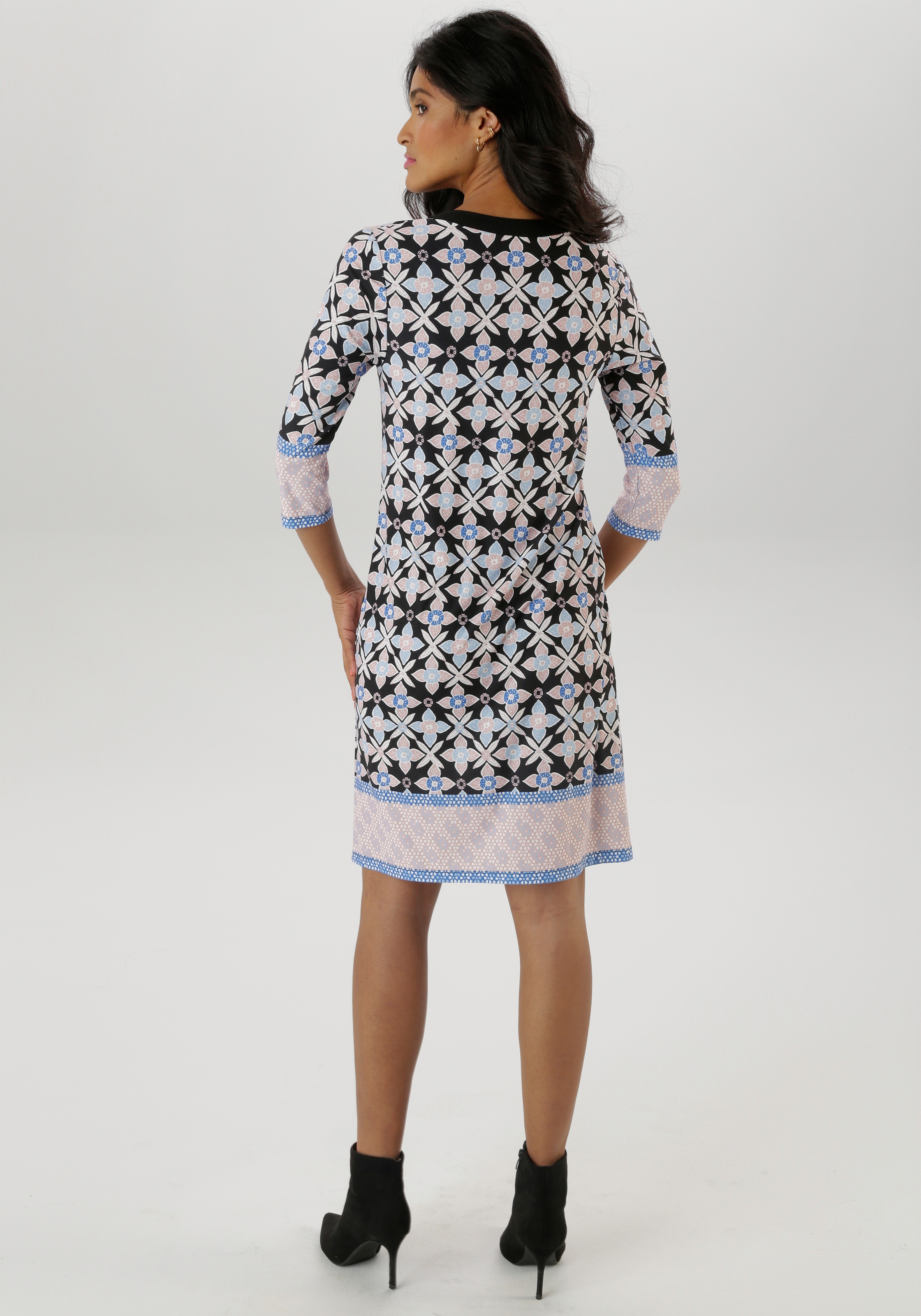 Aniston SELECTED Jerseykleid, mit verspielter Blümchen-Bordüre - NEUE KOLLEKTION