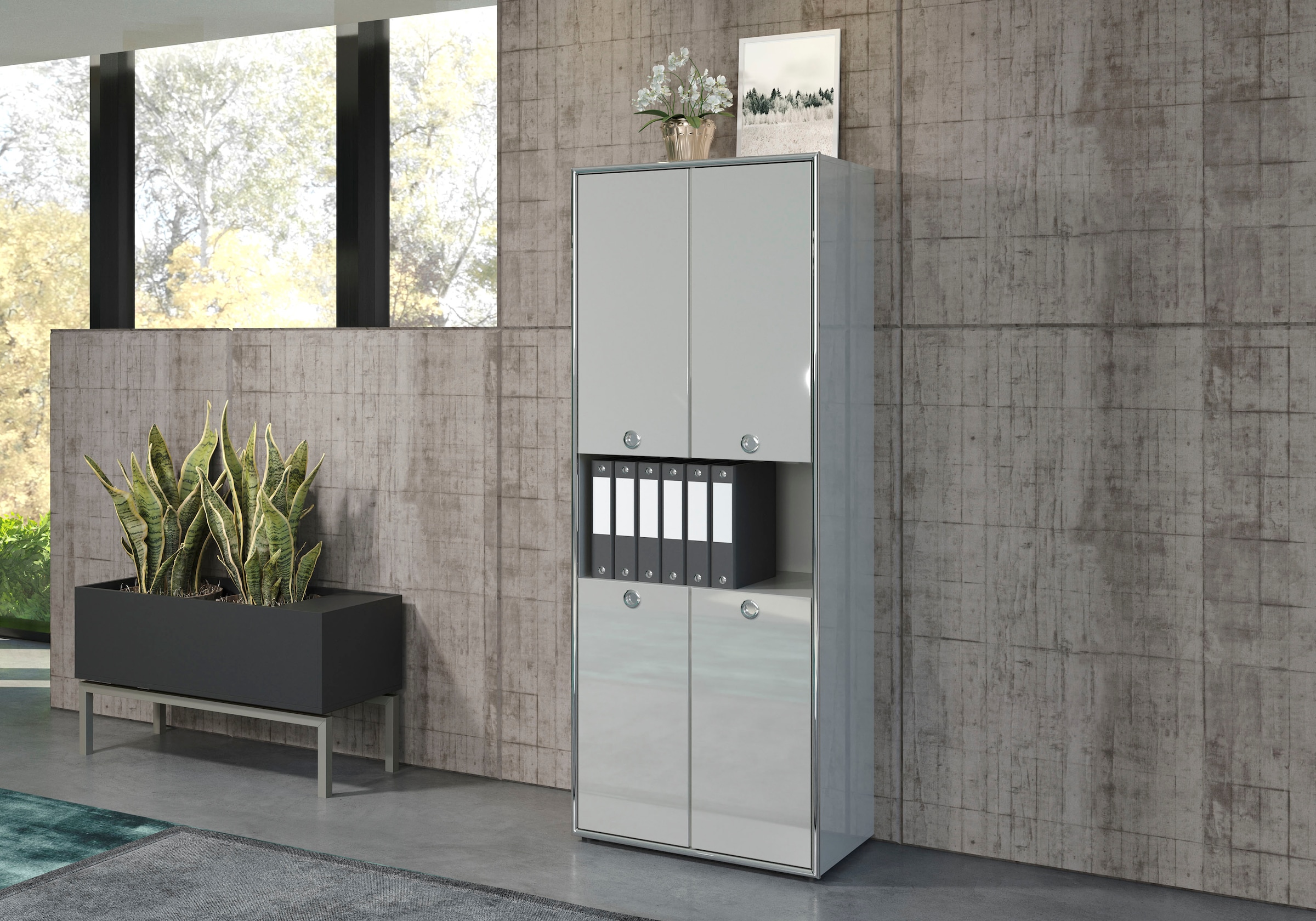 Places of Style Aktenschrank »Imperia«, Hochglanzoptik mit eleganter Chromumrahmung - Made in Italy