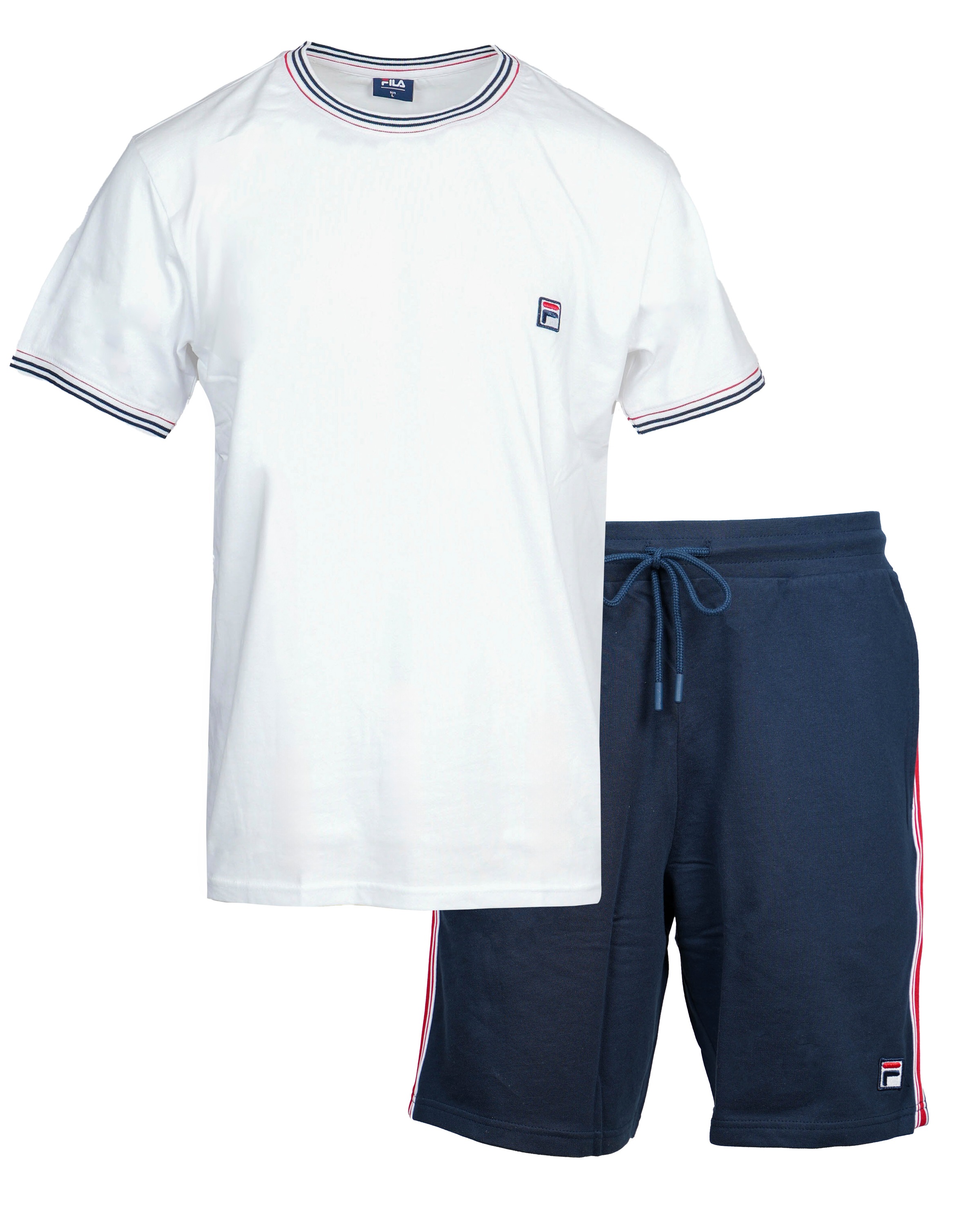 Fila Pyjama »MAN JERSEY TOP + FRENCH TERRY PANTS PYJAMAS«, (2 tlg.), mit sportlichem Logo-Detail, Hose mit Tunnelzug