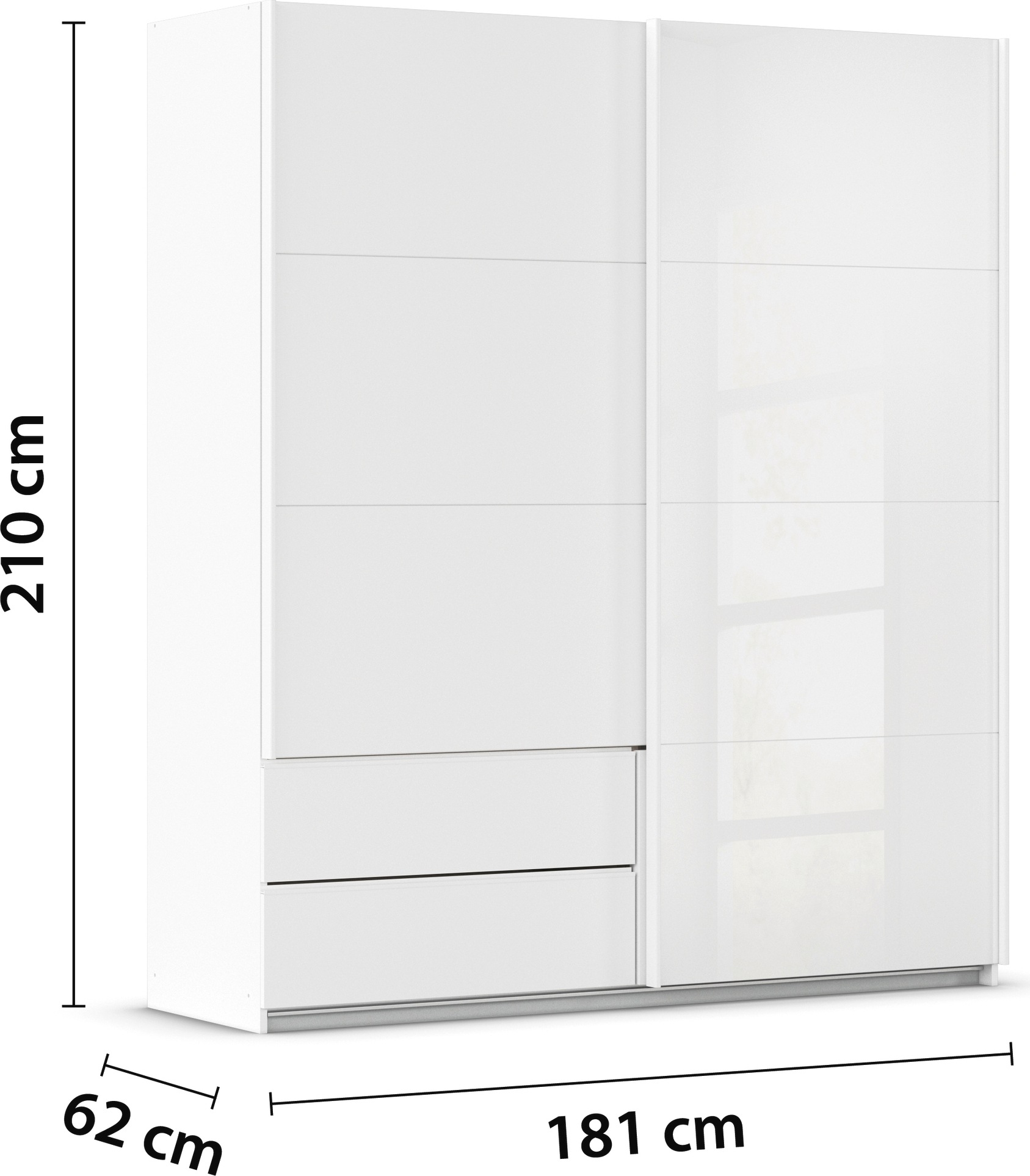 rauch Schwebetürenschrank »Kleiderschrank Schrank Garderobe ELARA Glastür/Grauspiegel«, praktische Schubladen optional farblich abgesetzt MADE IN GERMANY