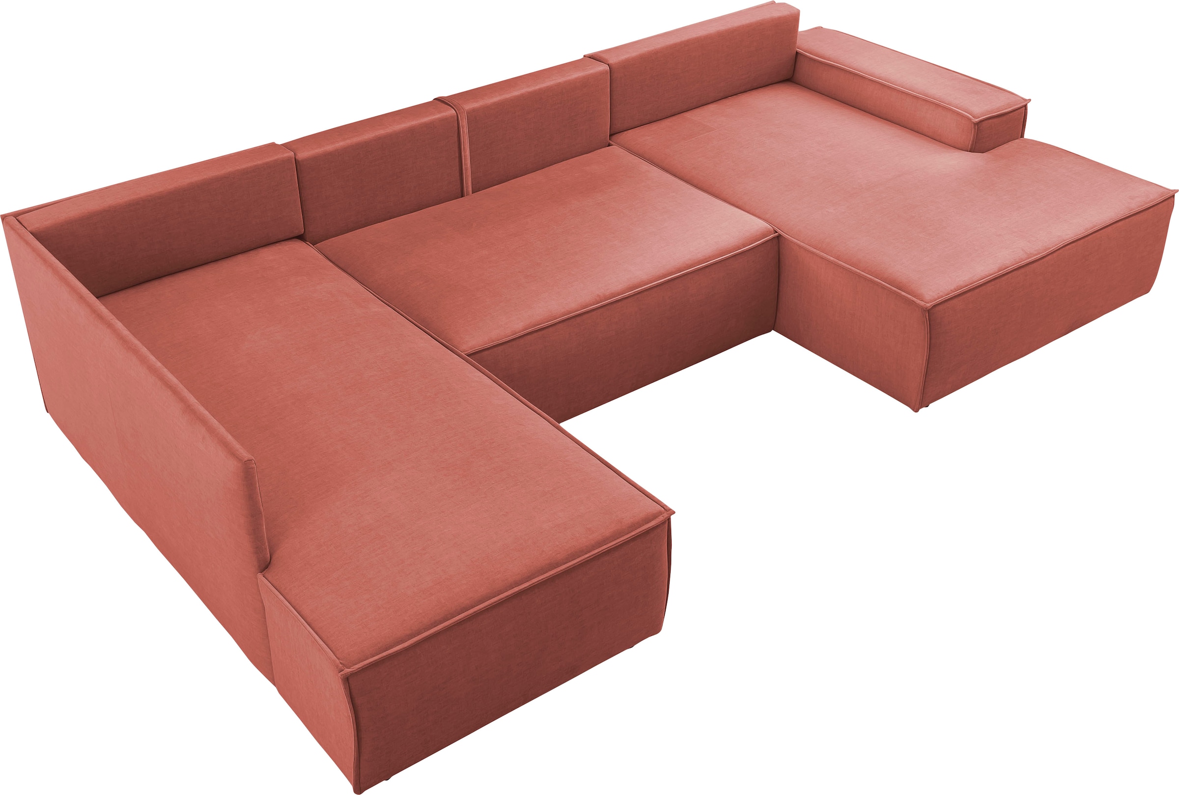Home affaire Wohnlandschaft »SHERWOOD 329 cm, U-Form, Schlafsofa,«, Schlaffunktion m. Bettkasten (194x139 cm), Cord, Vintage, Samtvelours