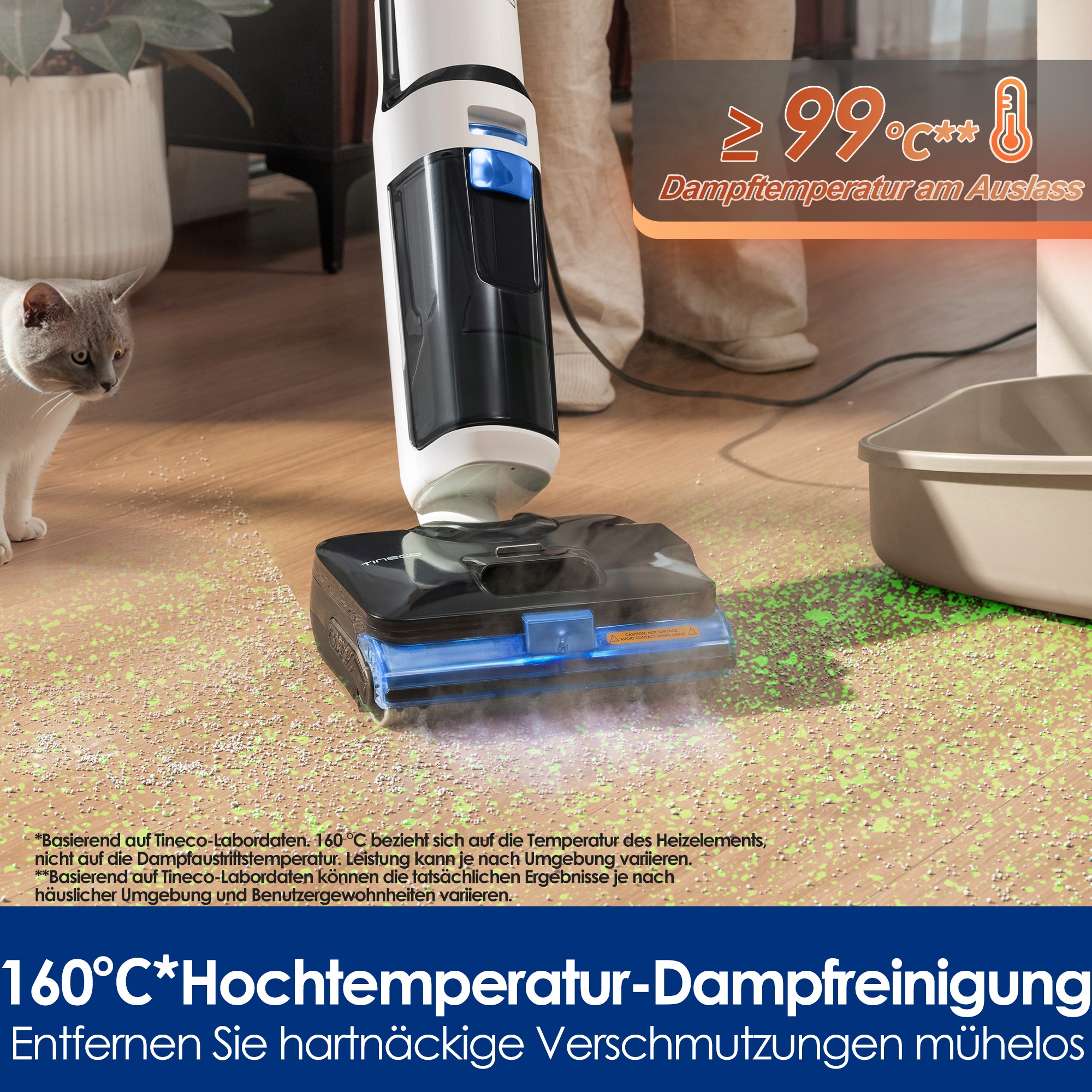 Tineco Nass-Trocken-Sauger »FLOOR ONE S6 Stretch Steam Plus Dampfreiniger« mit 160° Grad hygienischer Dampfreinigung, für Flecken und Tierhaare