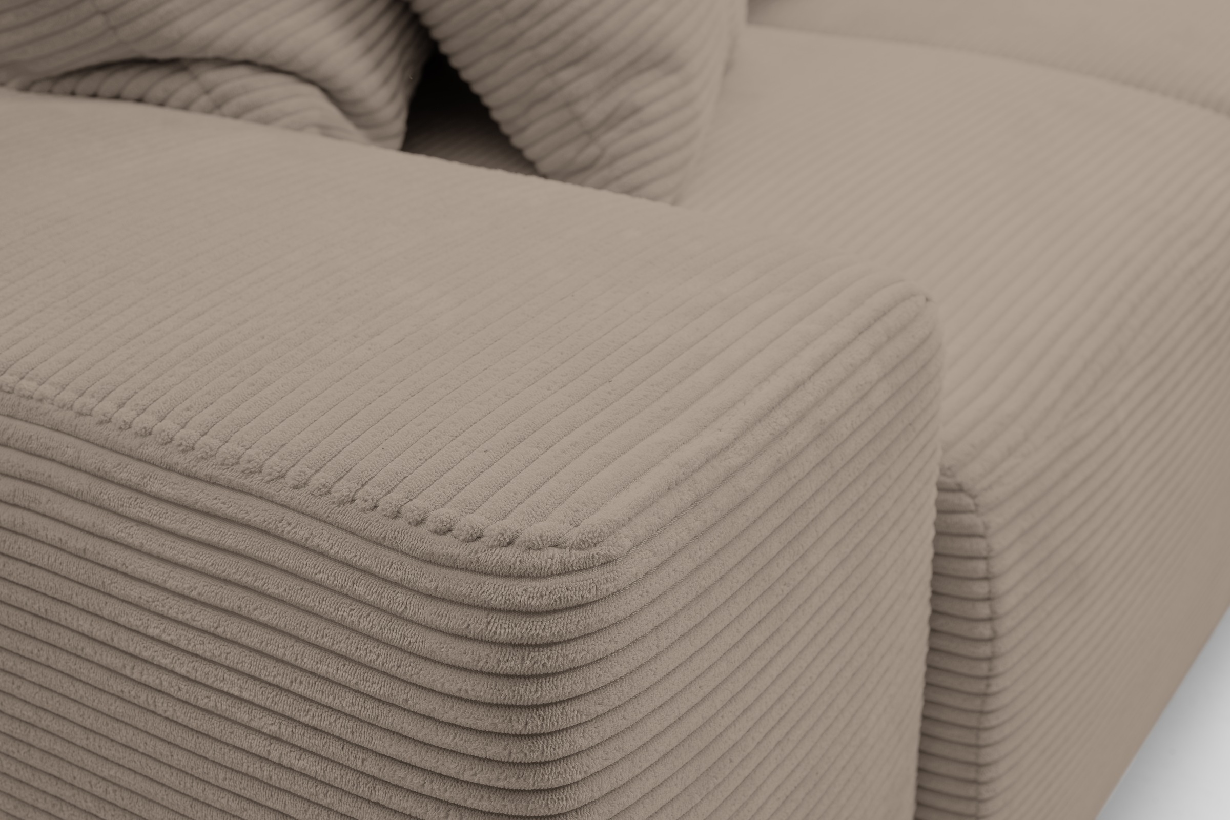 WERK2 Ecksofa »Riwa, modernes Sofa zum Kuscheln und Entspannen, Breite 300cm, L-Form« Trendiges Ecksofa mit vielen Kissen, Schlaffunktion & Bettkasten