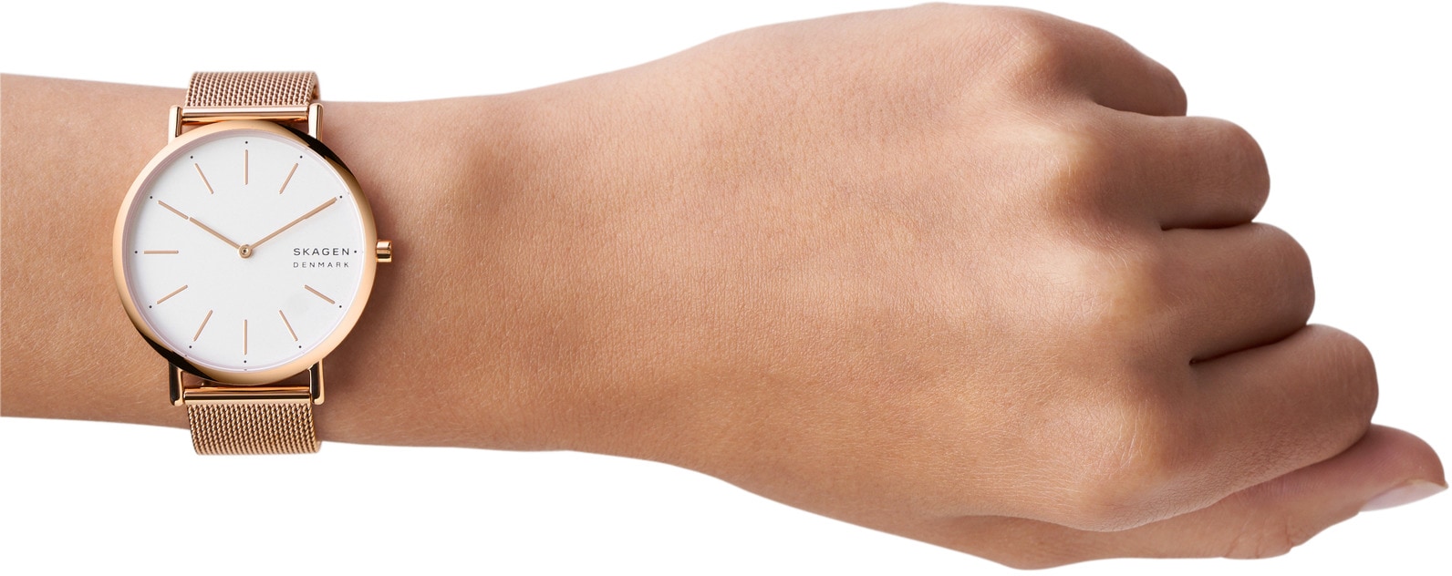 Skagen Quarzuhr »SIGNATUR«, Armbanduhr, Damenuhr, Edelstahlarmband, analog