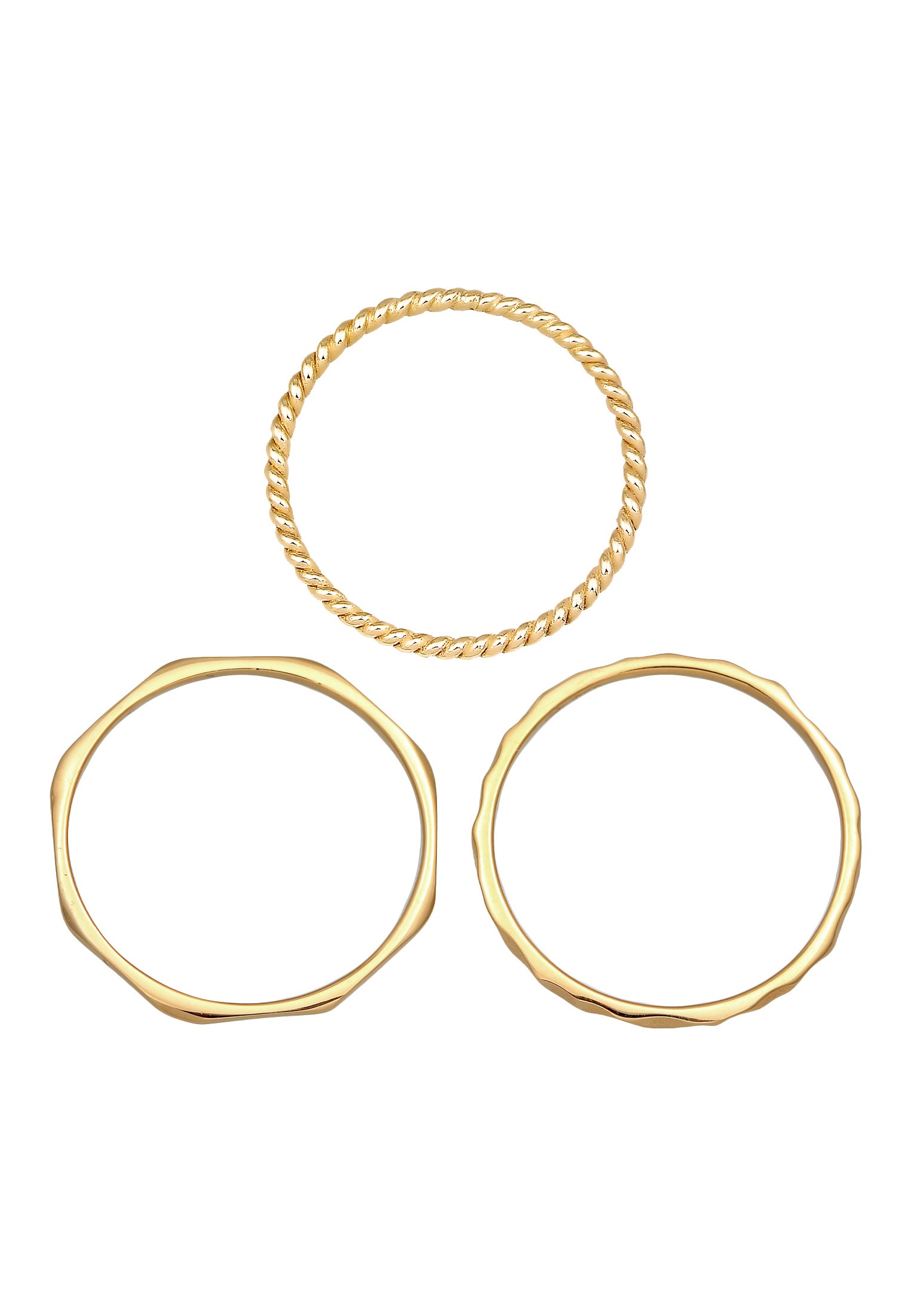 Elli Premium Ring-Set »Ring Stapelringe Stacking Bandring 3er Set 375 Gelbgold«