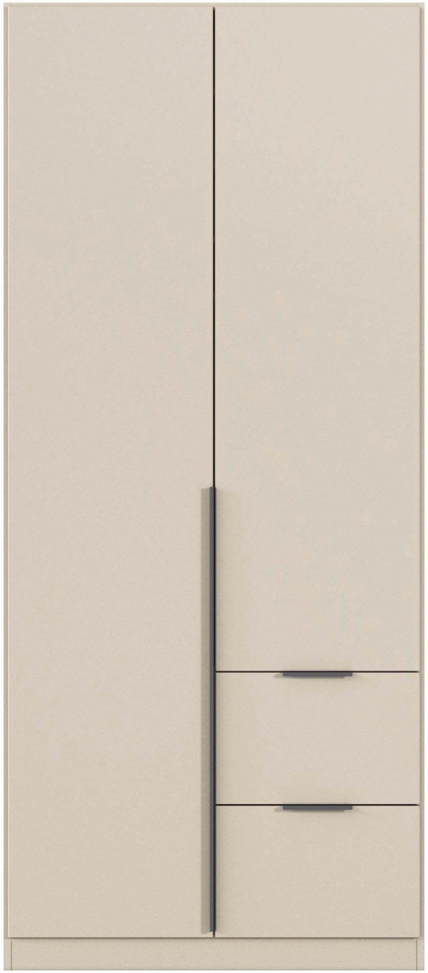 OTTO home Drehtürenschrank »Kleiderschrank Schrank Garderobe AGORDO mit Dekor- oder Hochglanzfront« in zwei Griff-Farben, Breite 91 cm,  mit Außenschubkästen, Serie in 7 Breiten und 2 Höhen MADE IN GERMANY