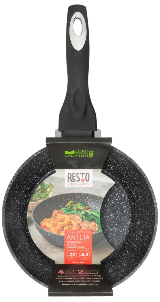 RESTO Kitchenware Bratpfanne »Antlia, tiefe Pfanne mit ergonomischem Soft-Touch-Griff« Aluminium 1 Stk. tlg. Marmor-Antihaftbeschichtung, 4-lagig, für alle Herdarten geeignet