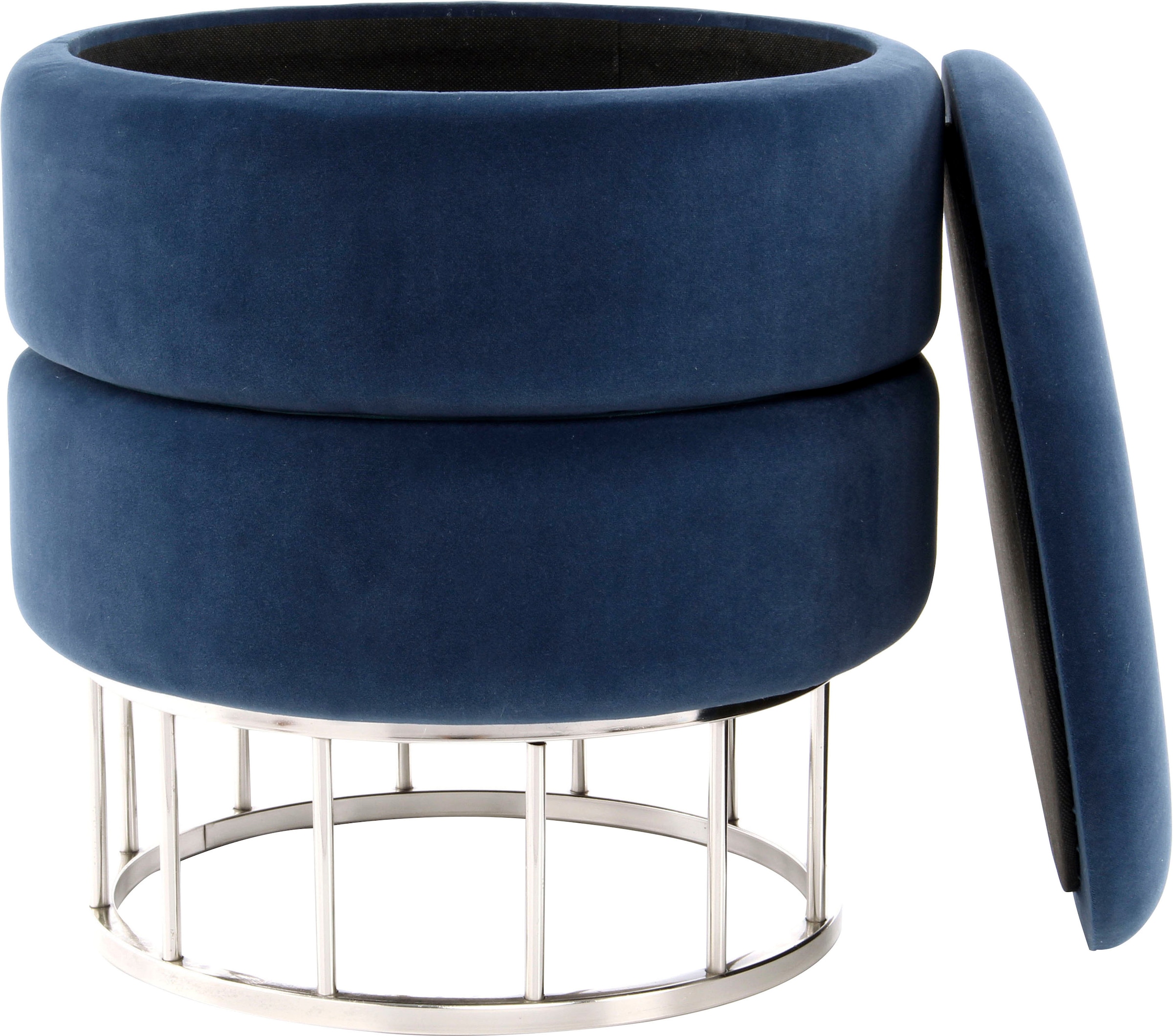 Kayoom Stauraumhocker »Hocker Zero 525, Sitzhocker mit Komfort,runde, moderne Form«, (1 St.), glamourös, elegant, mit Stauraum, Bezug aus samtweichem Stoff