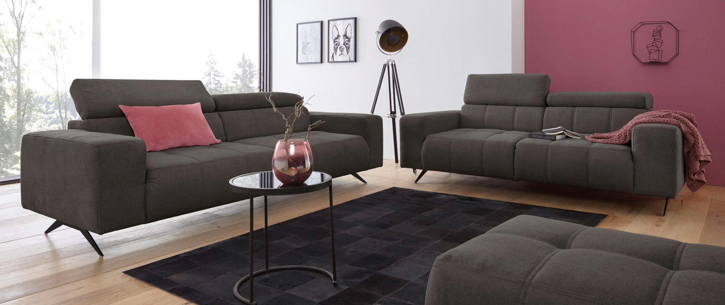 DOMO collection 2-Sitzer »Trento, mit Kufenfuß oder Einzelfuß«, wahlweise mit Kopfteilverstellung und in zwei Größen erhältlich