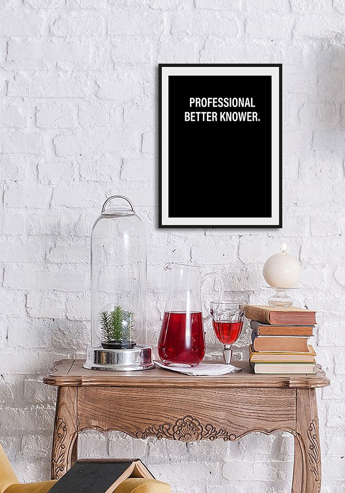 queence Bild »Besserwisser«, Schriftzug-Humor-Sprüche & Texte-Schwarz-Weiß, (1 St.), HD Premium Poster-Druck inkl. Holzrahmen