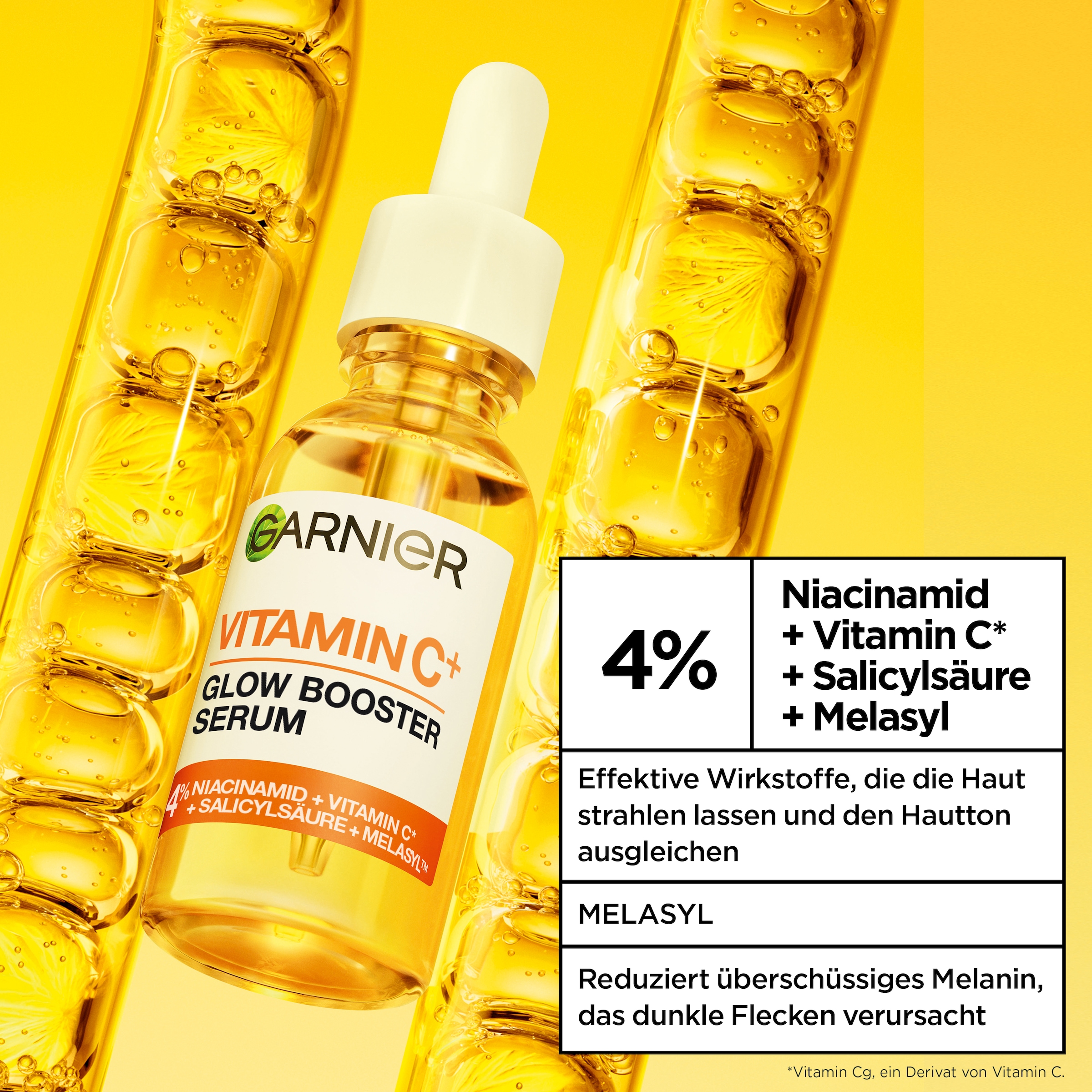GARNIER Gesichtsserum »VITAMIN C+ GLOW BOOSTER SERUM« für empfindliche Haut, flüssige Textur, mit 4 % Niacinamid