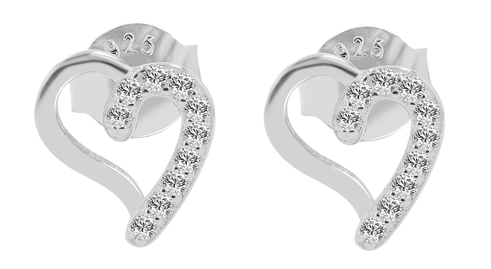 Adelia´s Paar Ohrstecker »Damen Ohrringe ¿ Ohrstecker Herz aus 925 Silber mit Zirkonia«