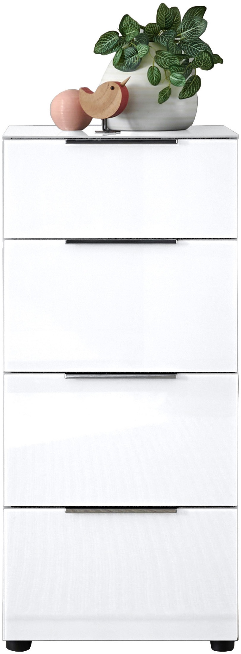 HBZ Kommode »Santorin Mehrzweckschrank mit Schubkästen, BxHxT 45x99x40 cm« 1 Stk. tlg. Mit 4 Schubkästen mit Softclose, Glasfront und Glasoberboden