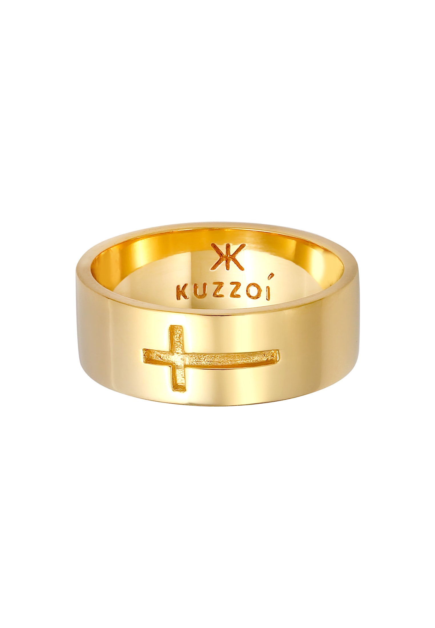 Kuzzoi Fingerring »Ring Herren Bandring Glanz Kreuz Glaube 925 Silber«