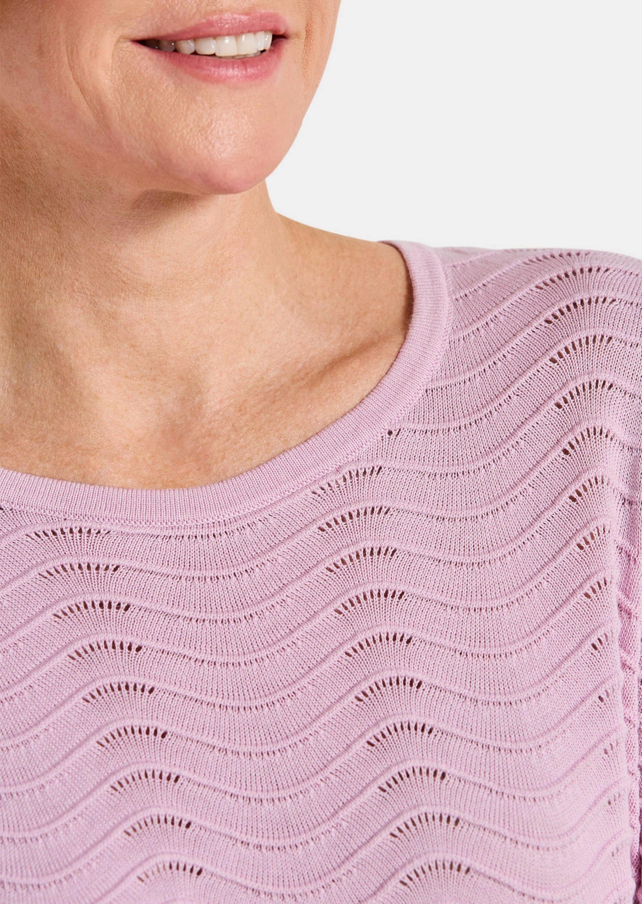 GOLDNER Rundhalspullover »Kurzgröße Sommerpullover mit Wellenstruktur« moderner Wellenstrick