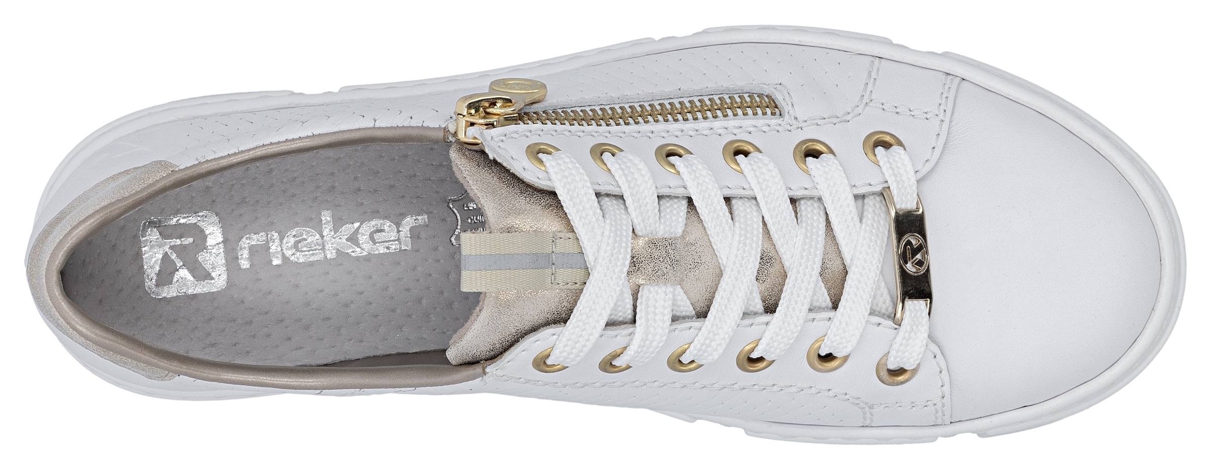 Rieker Plateausneaker  mit goldfarbenen Details, Freizeitschuh, Halbschuh, Schnürschuh
