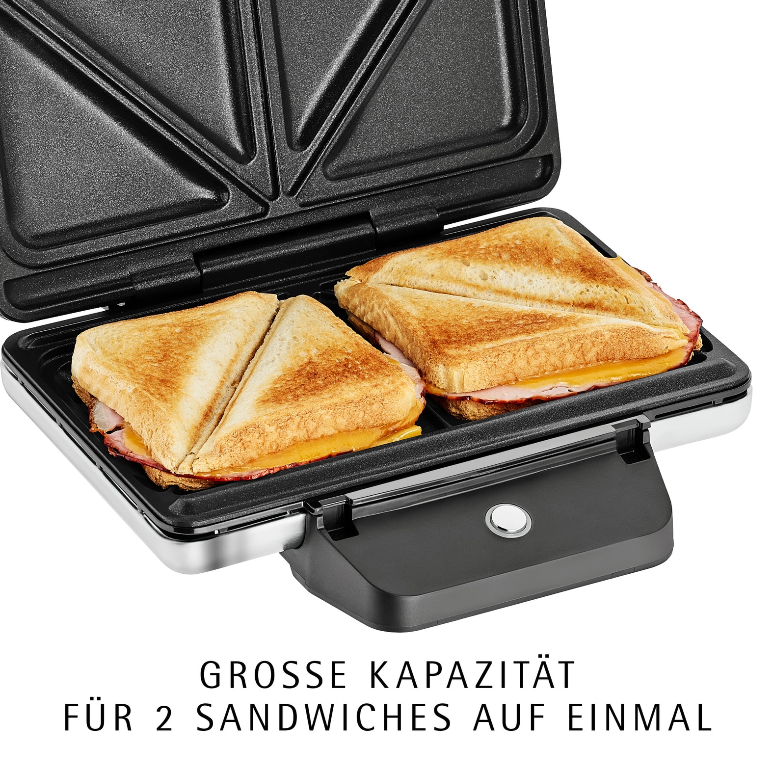 WMF Sandwichmaker »LONO, höhenverstellbare Platten, Temperaturleuchte« 800 W platzsparende Aufbewahrung, Maße: 23,6 x 23,6 x 8,8 cm