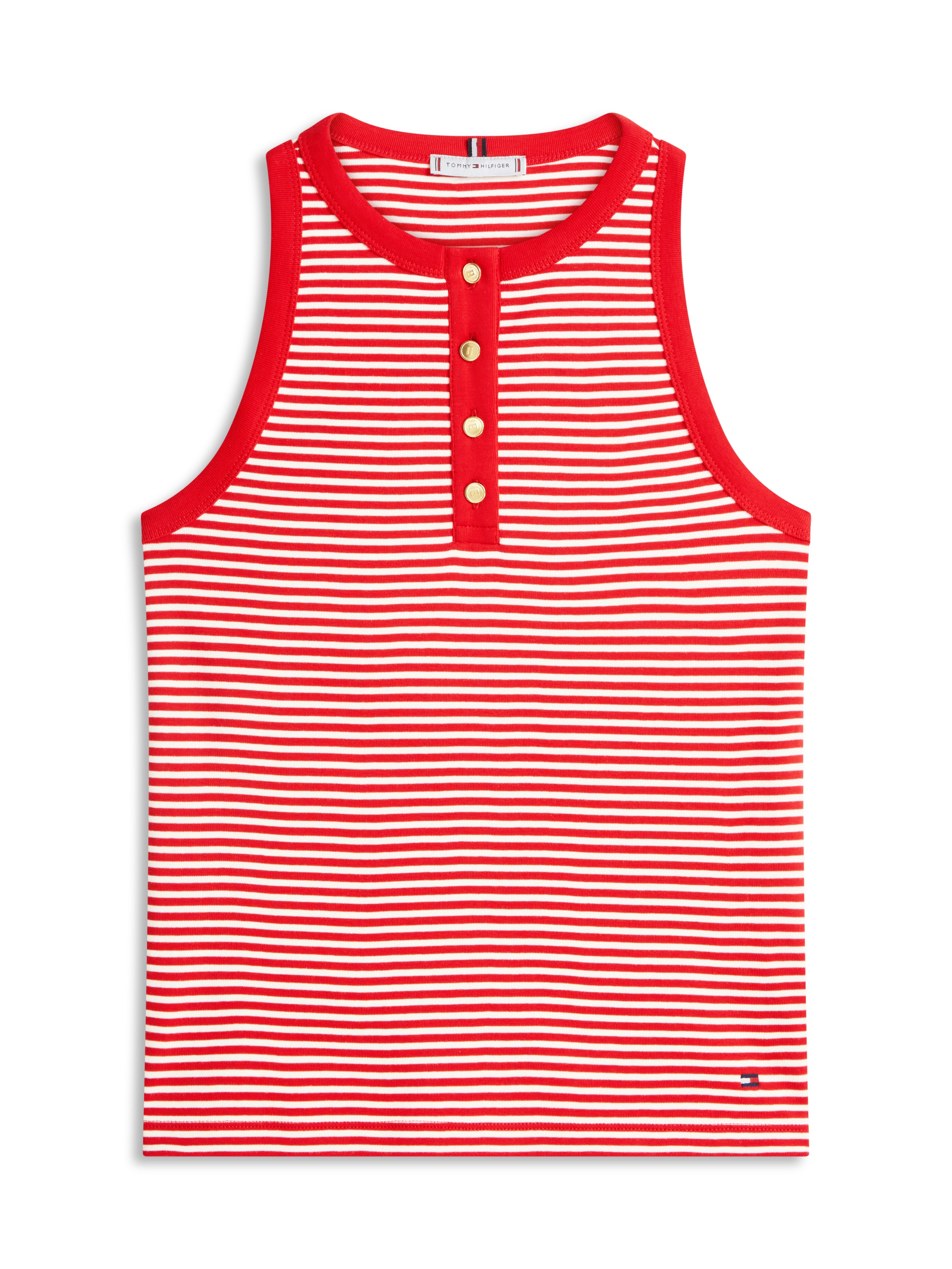 Tommy Hilfiger T-Shirt »GOLD BUTTON HENLEY TOP« mit kurzer Knopfleiste