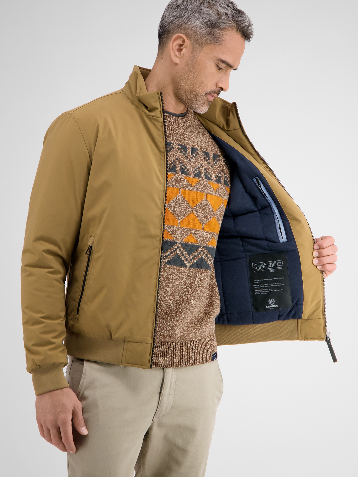 LERROS Outdoorjacke »LERROS Funktionaler Herren Blouson«, ohne Kapuze, Wasser- und windabweisend, atmungsaktiv