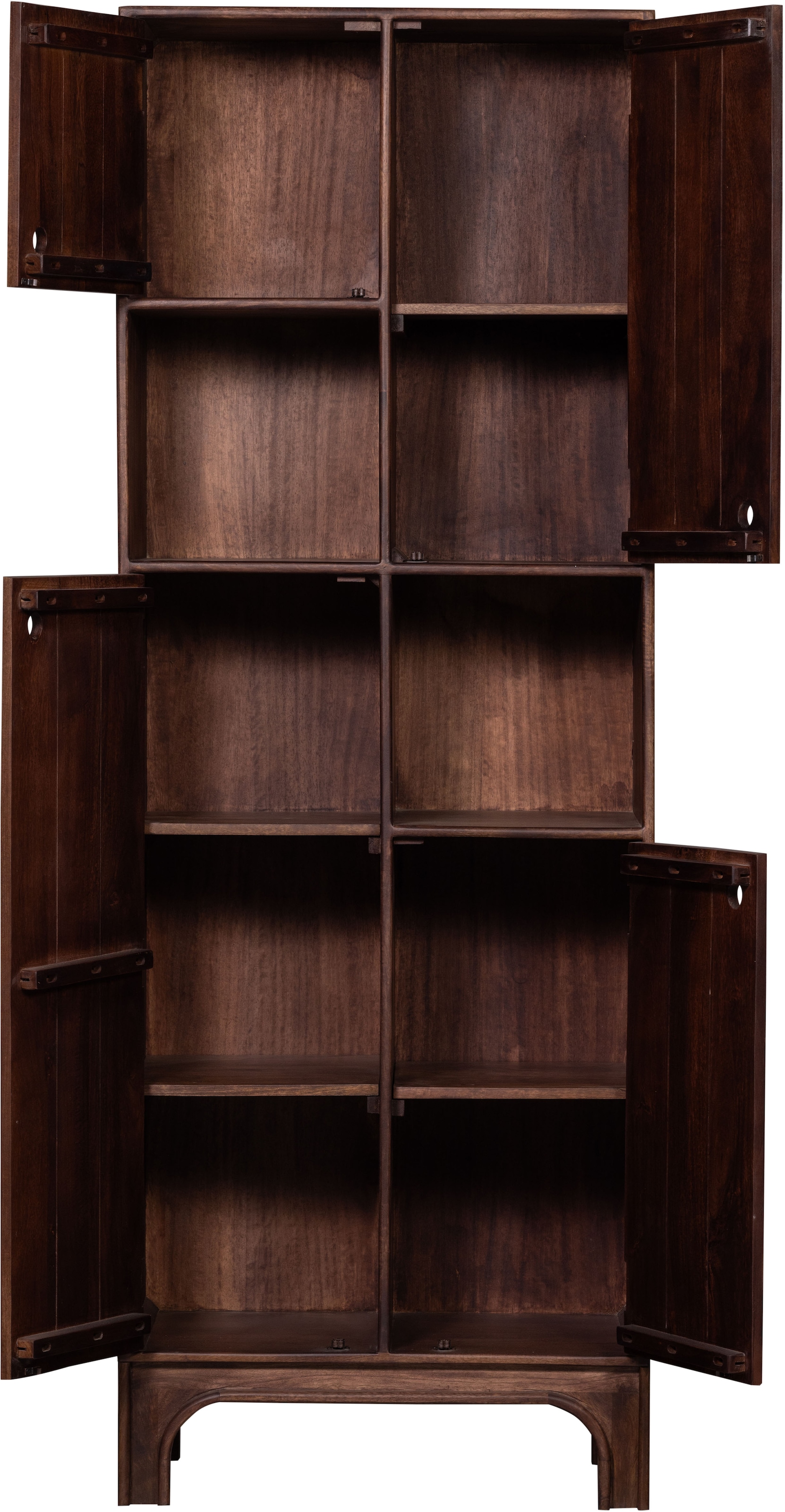 WOOOD Mehrzweckschrank »WOOOD STAES STAUSCHRANK MANGO HOLZ WALNUSS« schmaler Hochschrank aus Eichenmelamin, modernes Design, viel Stauraum