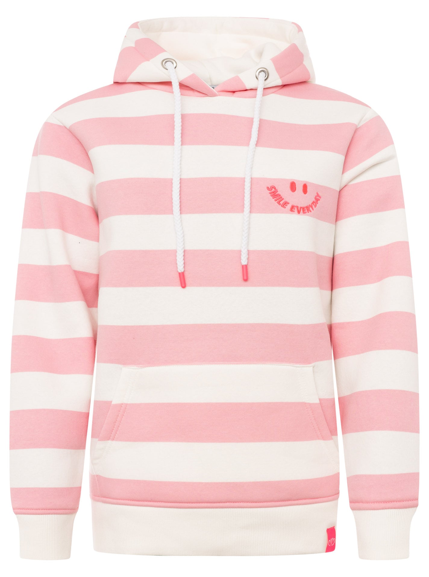 Zwillingsherz Hoodie »"Streifen Smile Everyday"«, Blockstreifen, pinke Stickerei, Kängurutasche, Kapuze
