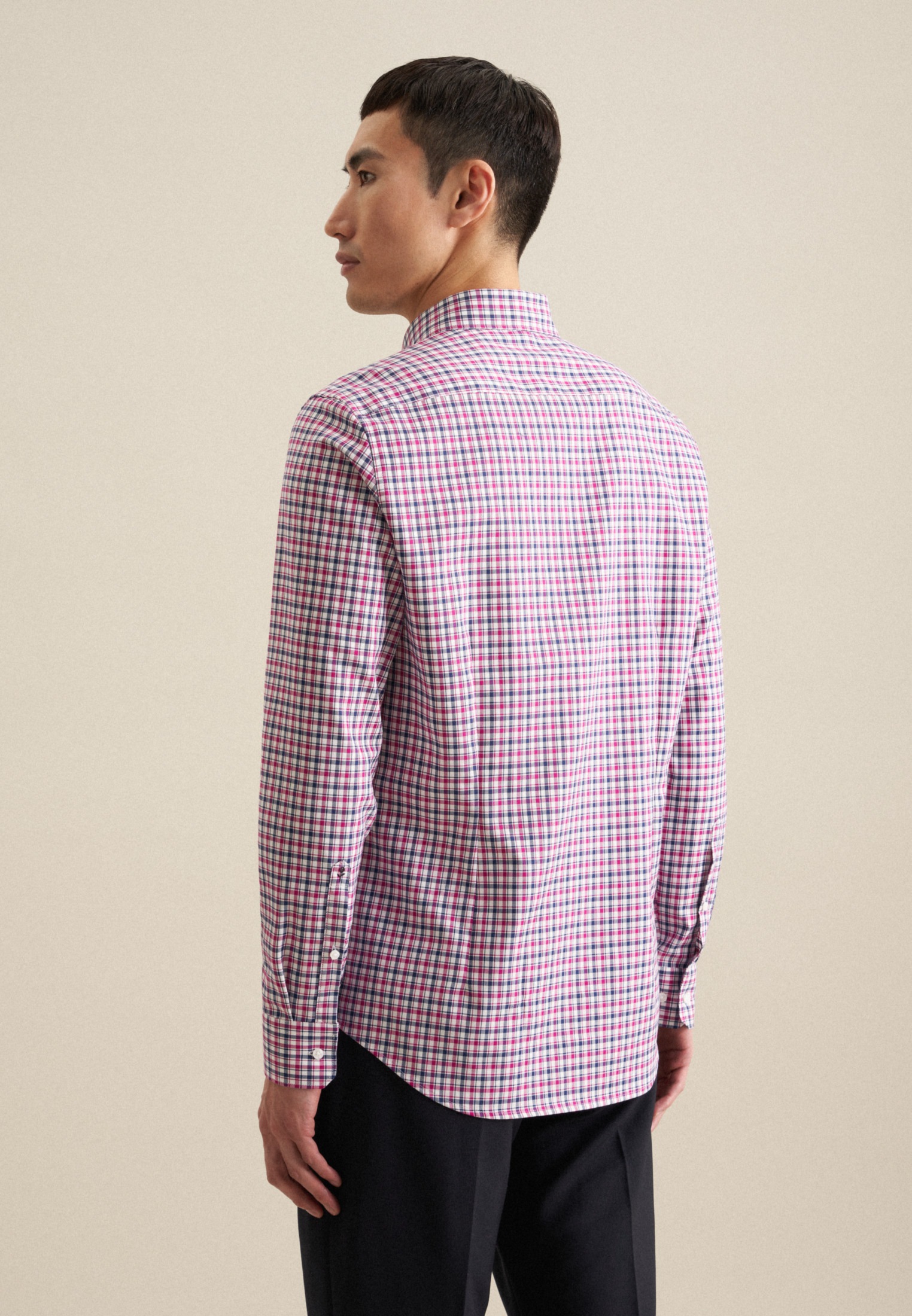 seidensticker Businesshemd »Slim«, Slim Langarm Button-Down-Kragen Karo