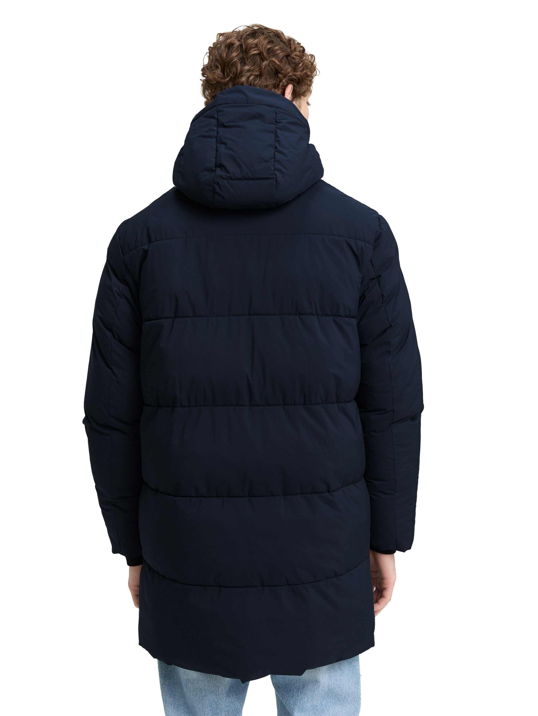 TOM TAILOR Denim Steppjacke, mit Kapuze, mit Logo Print